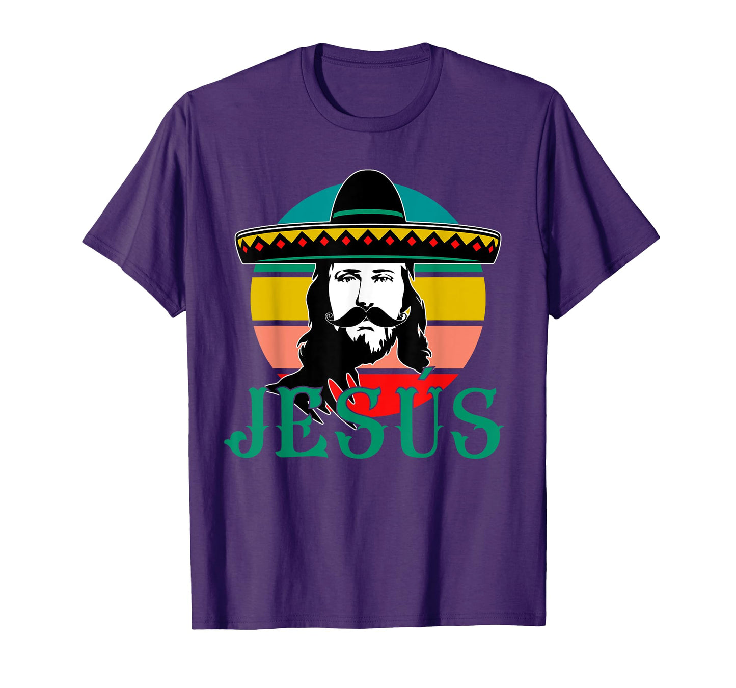 Mexican Jesus Wearing Sombrero Jesús Cristo Fiesta Retro T-Shirt