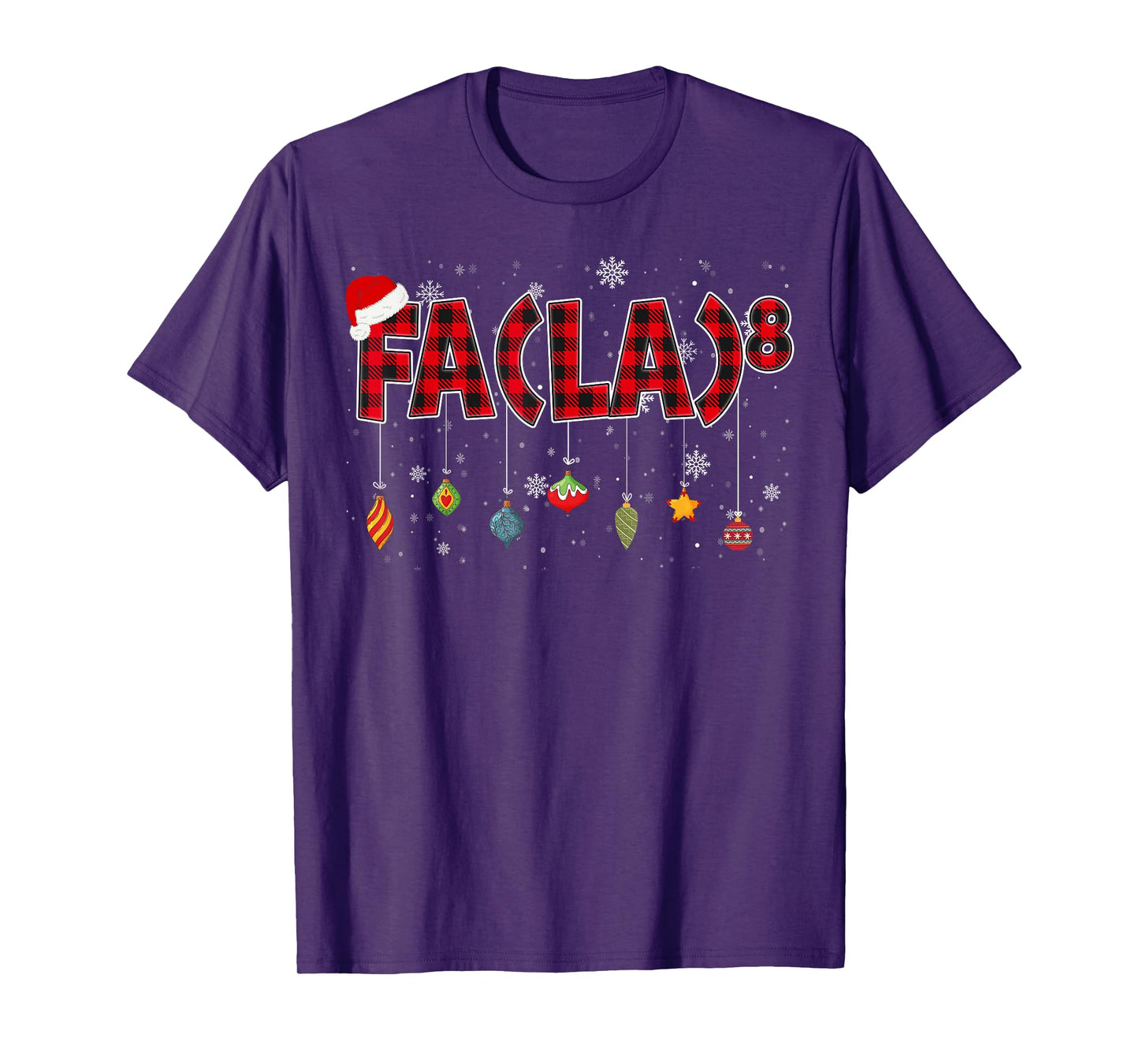 Funny Christmas FA (La) 8 Red Plaid Santa Math Teacher Kid T-Shirt