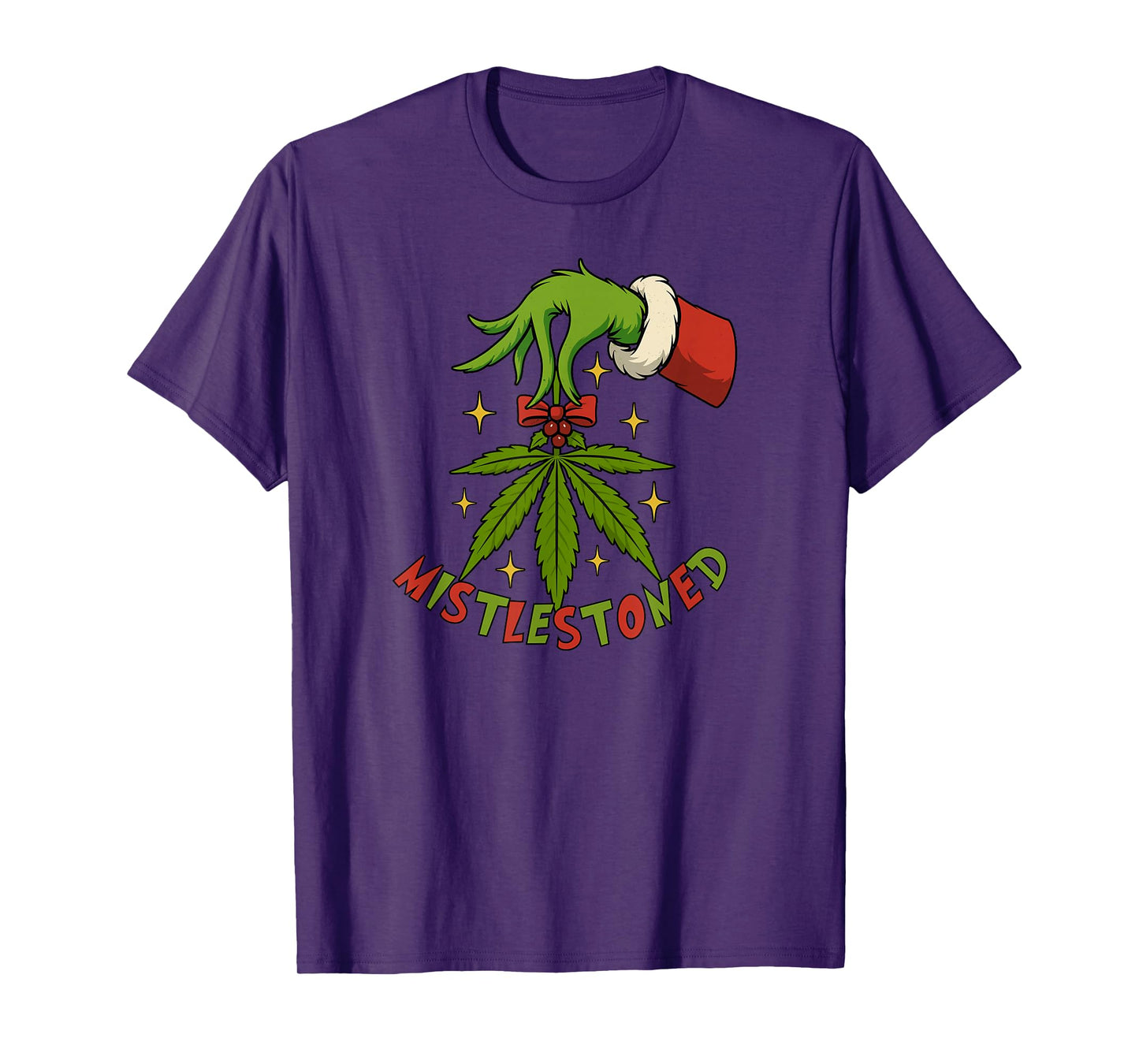 Mistlestoned Weed Leaf Funny420 Stoner Christmas Cannabis T-Shirt