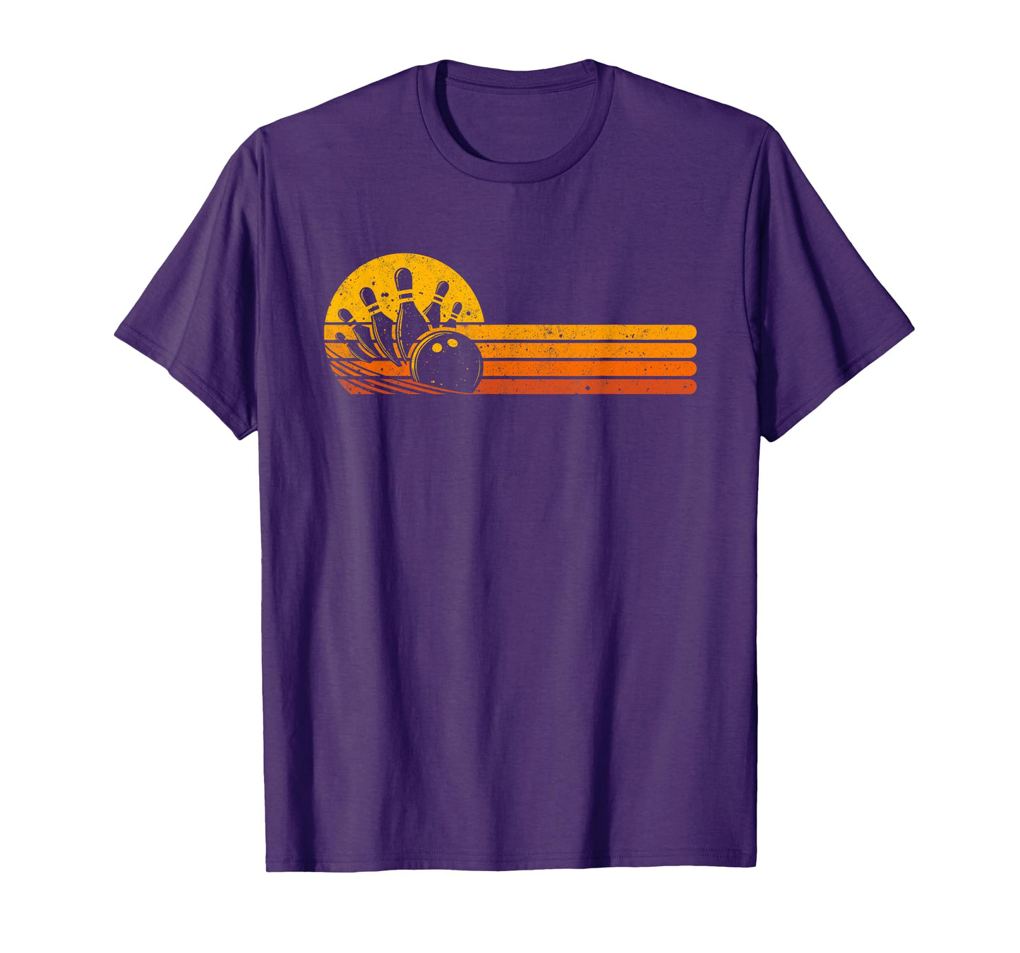 Retro Bowling 70s Bowler Sunset Vintage Bowling Lover T-Shirt