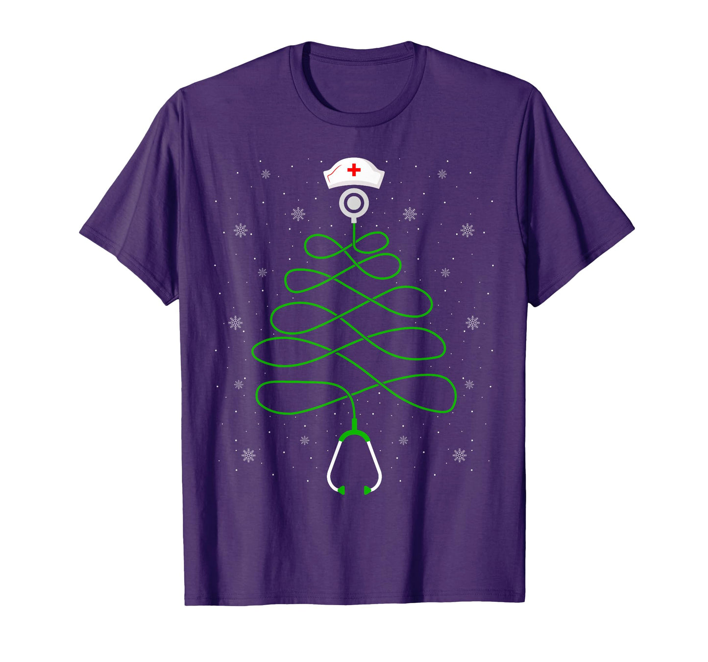 Nursing Girl Women Funny Stethoscope Nurse Christmas Tree T-Shirt