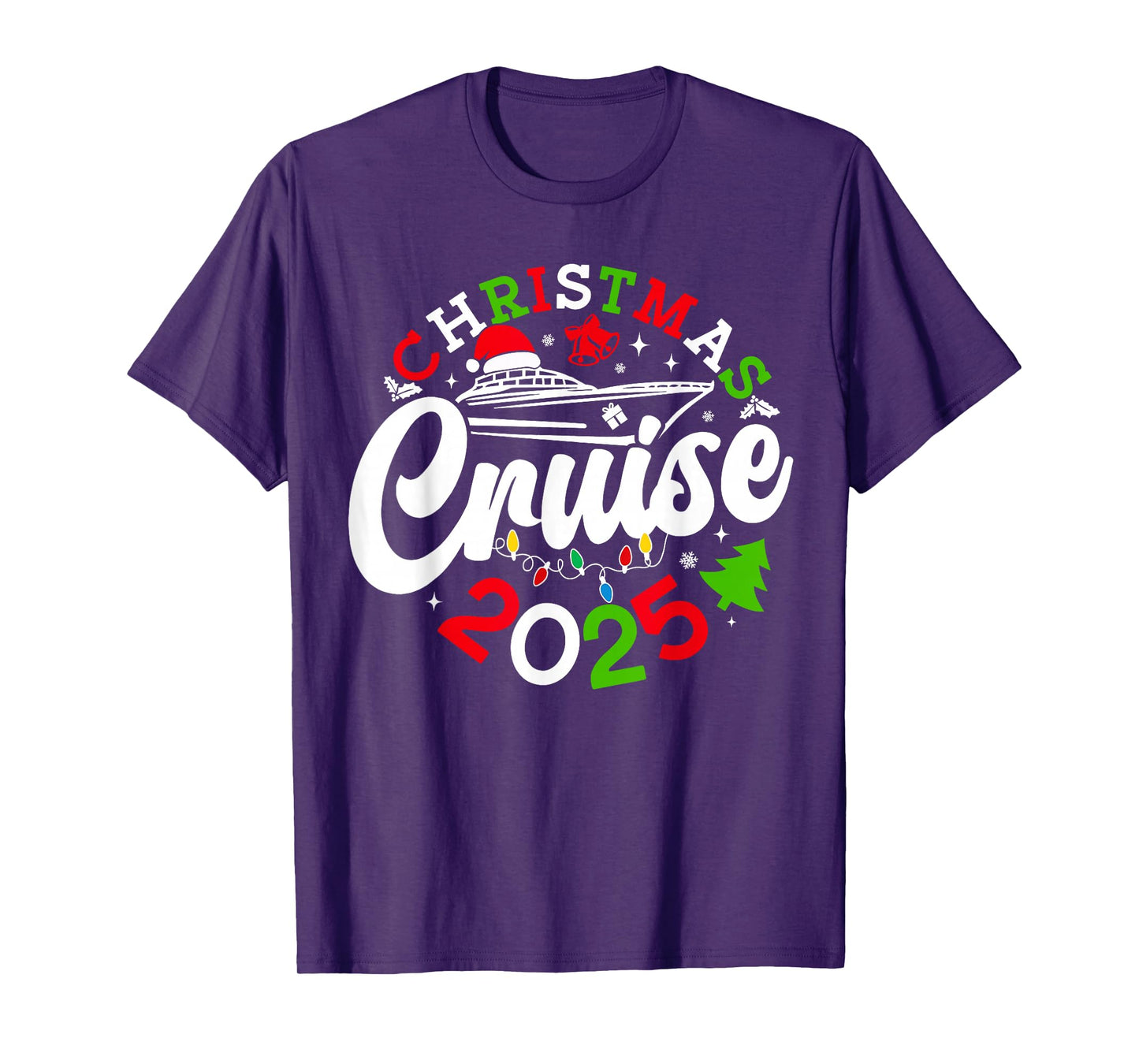 Christmas Cruise 2025 Xmas Lights Holiday Pajamas Family T-Shirt