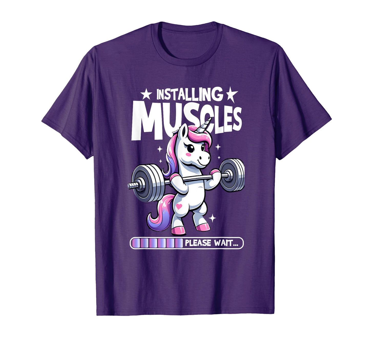 Installing Muscles Please Wait Bodybuilding Unicorn Weightlifting Fitness Gym Workout T-Shirt
