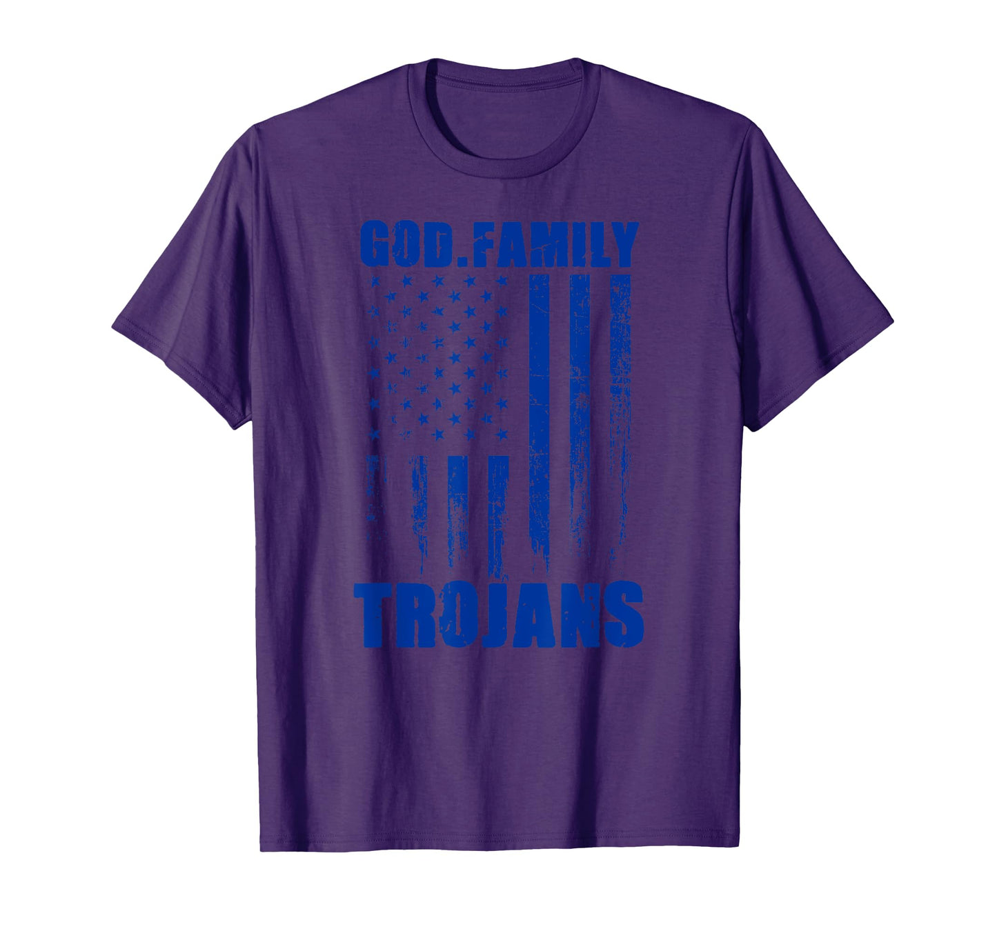 James Island Charter Trojans God. Family. Vintage USA Flag T-Shirt