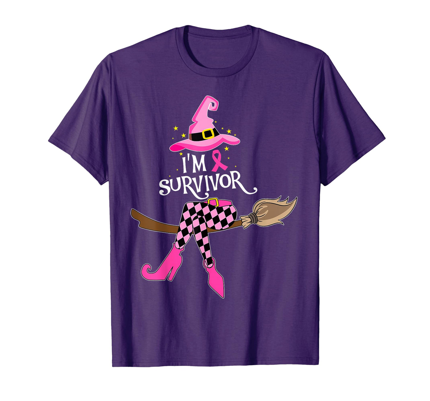 Witch I'm Survivor Breast Cancer Warrior Pink Ribbon Cancer T-Shirt