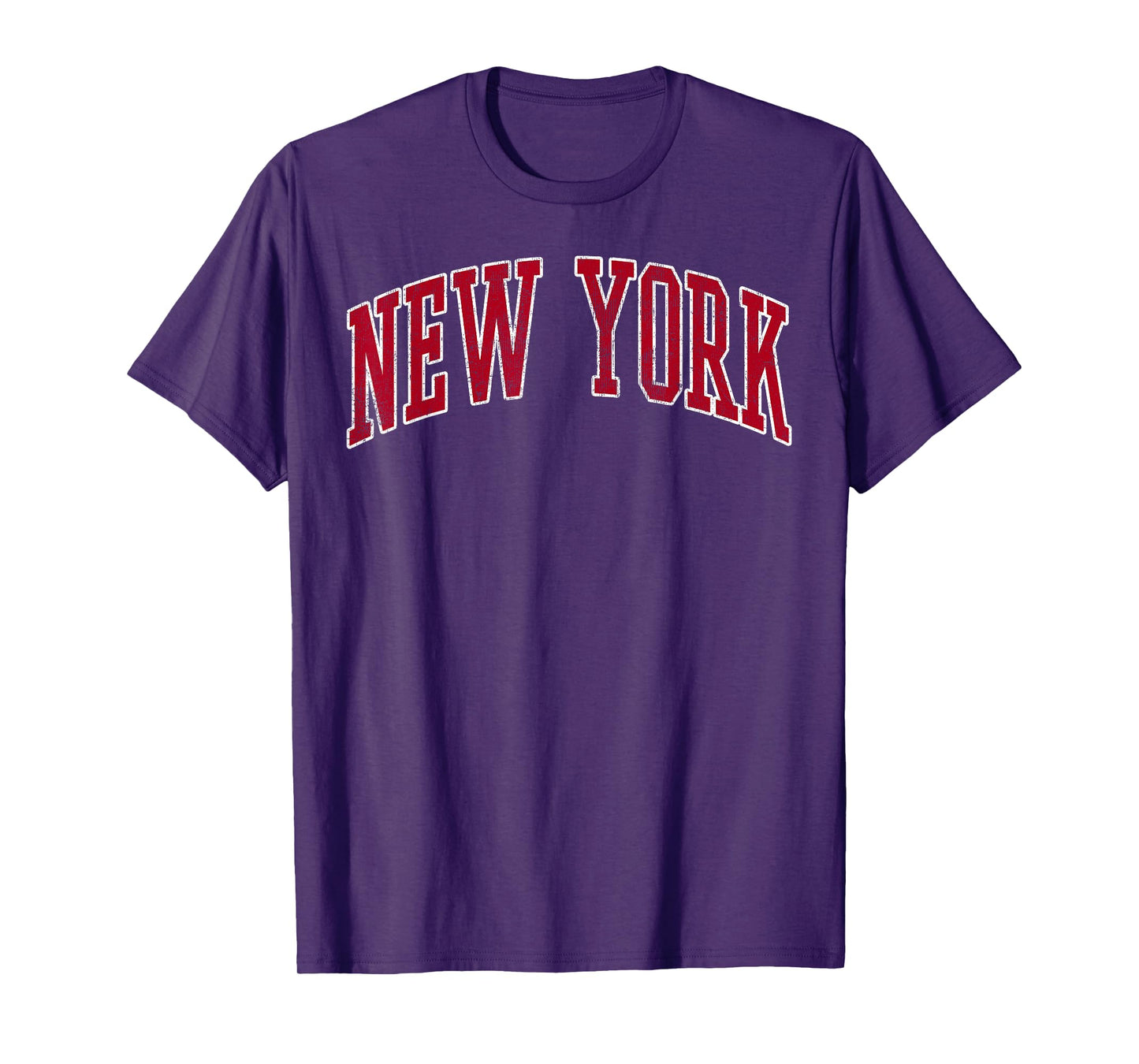 New York Vintage Preppy Varsity Sports Design Red Text T-Shirt