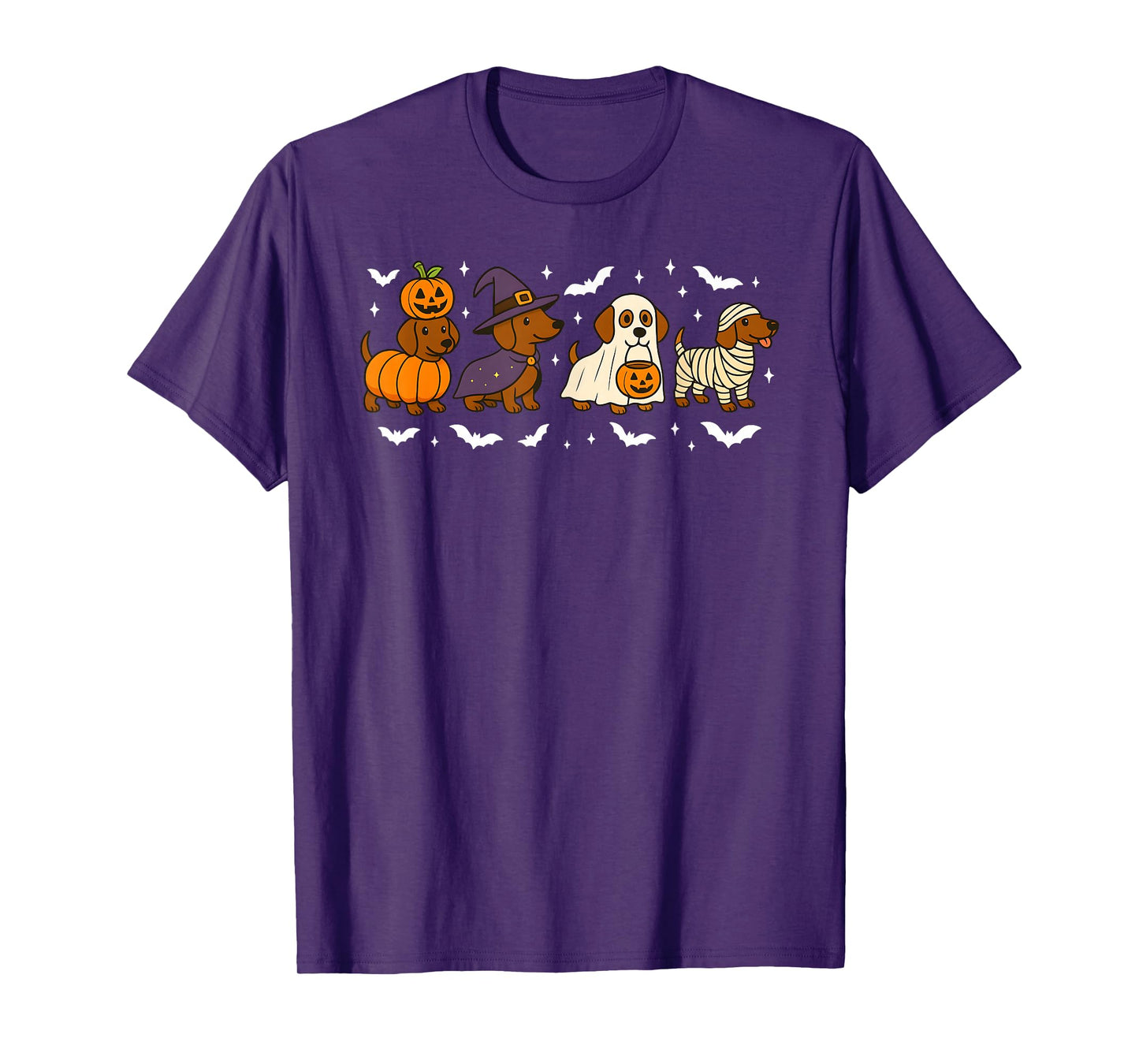 Dachshund Dog Witch Happy Halloweenie Spooky Season T-Shirt