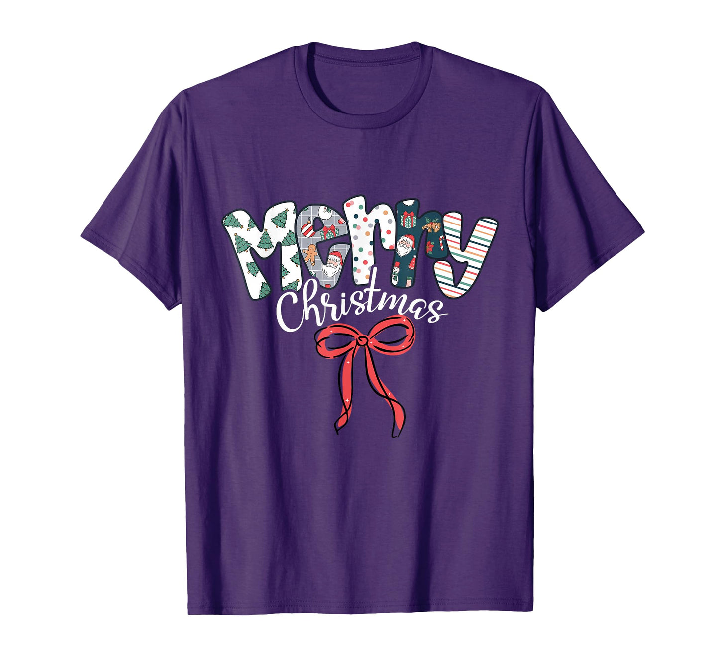 Funny Preppy Merry Christmas Santa Coquette Bow Girly Xmas T-Shirt