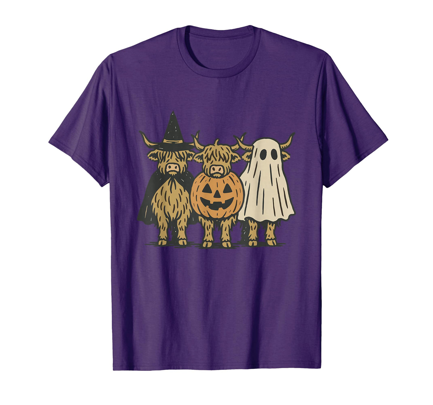 Moo I Mean Boo Halloween Highland Cow Ghost Cow Lover Farm T-Shirt