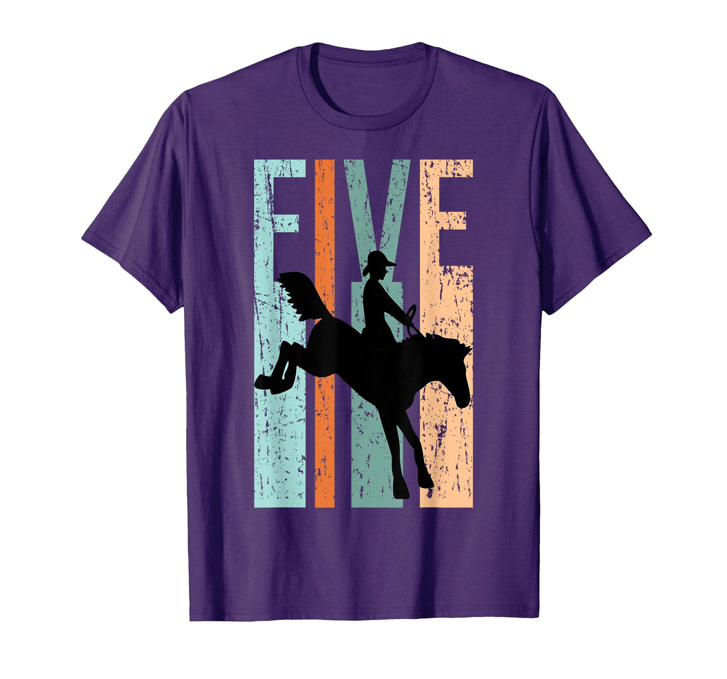 5th Birthday Kids Retro Rodeo Horse Lovers Cowboys Rider T-Shirt