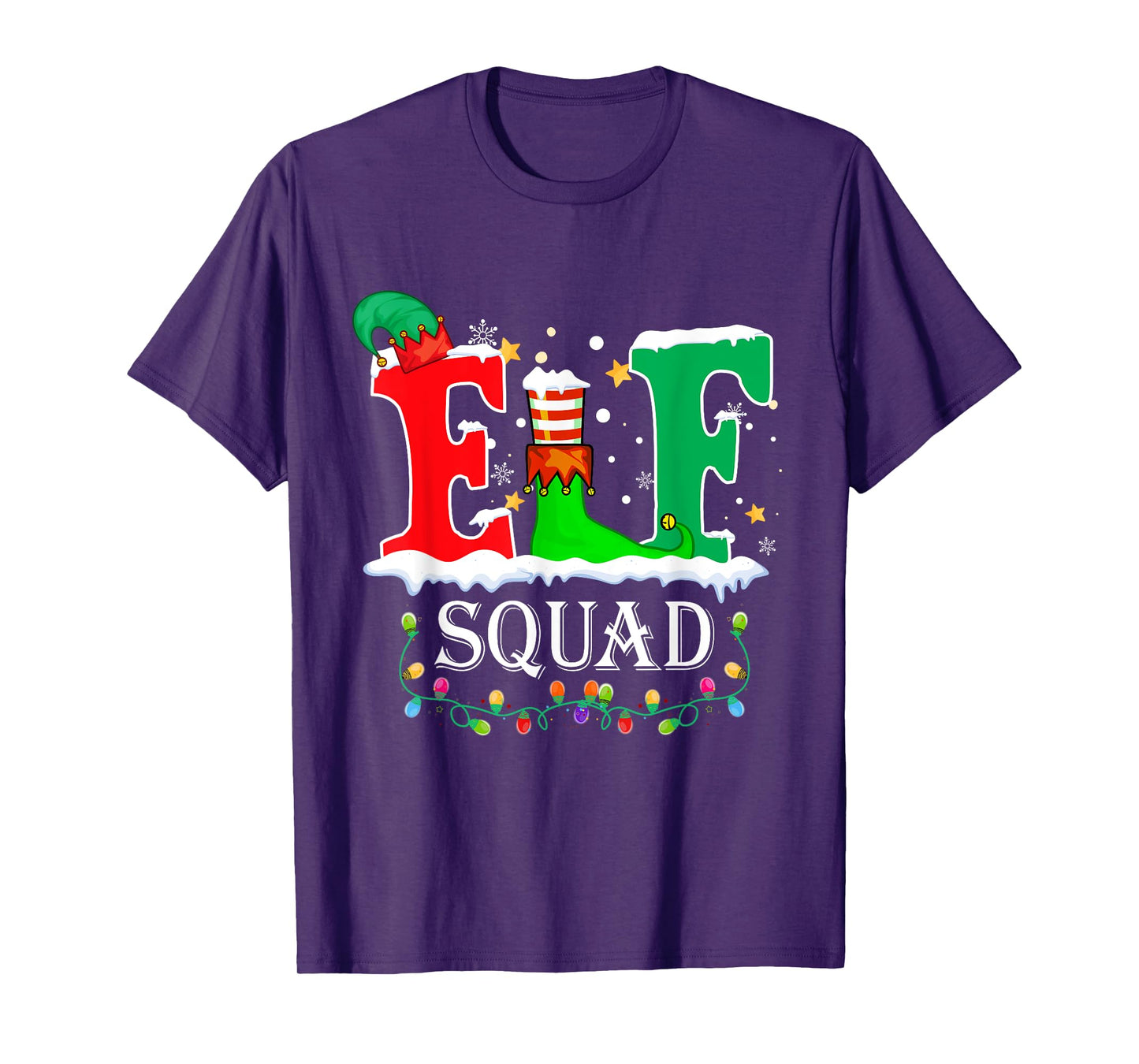 Elf Squad Christmas Lights Xmas Family Matching Pajamas PJ T-Shirt