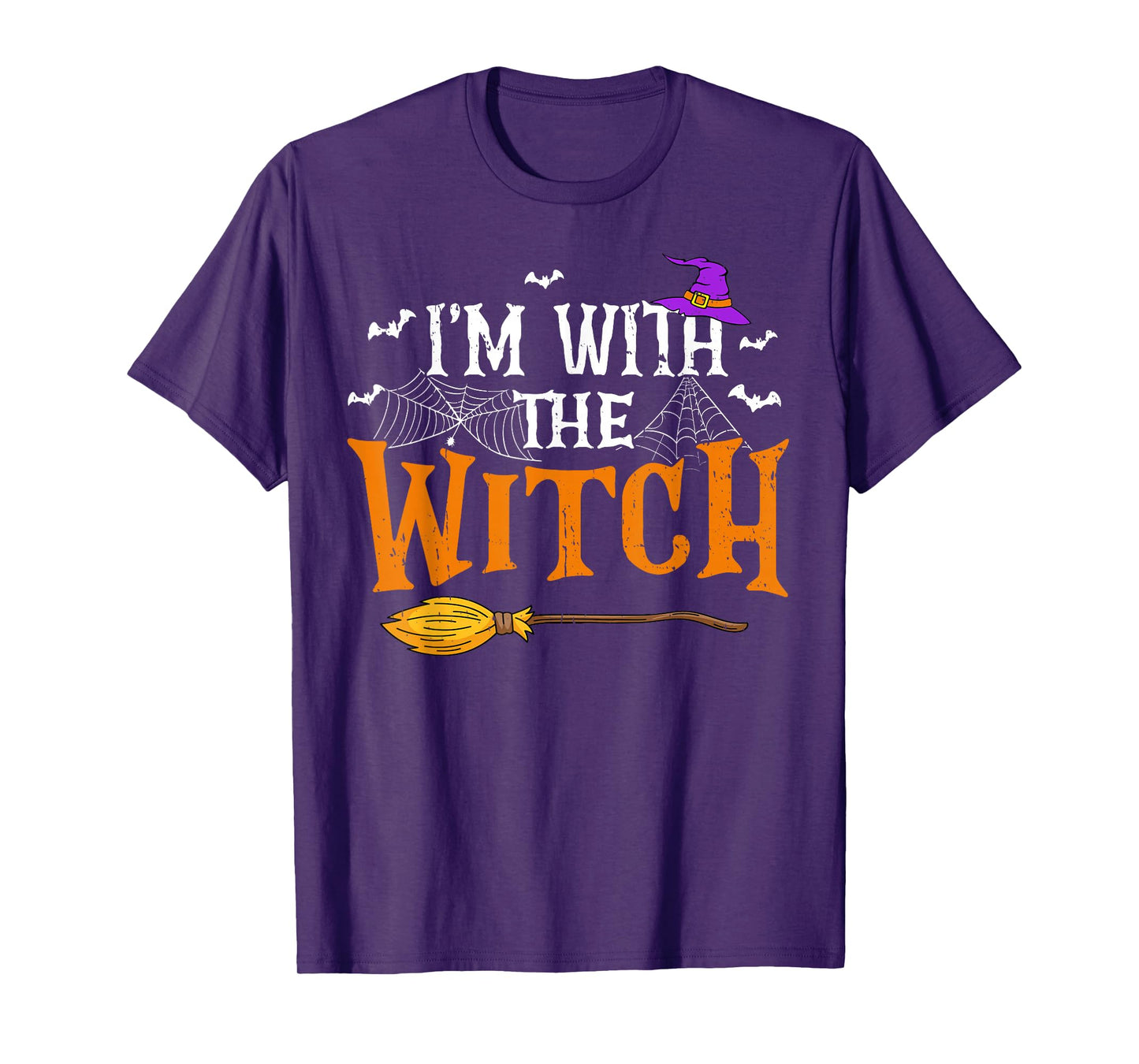 Funny Halloween Matching Couples Costume I'm with The Witch T-Shirt