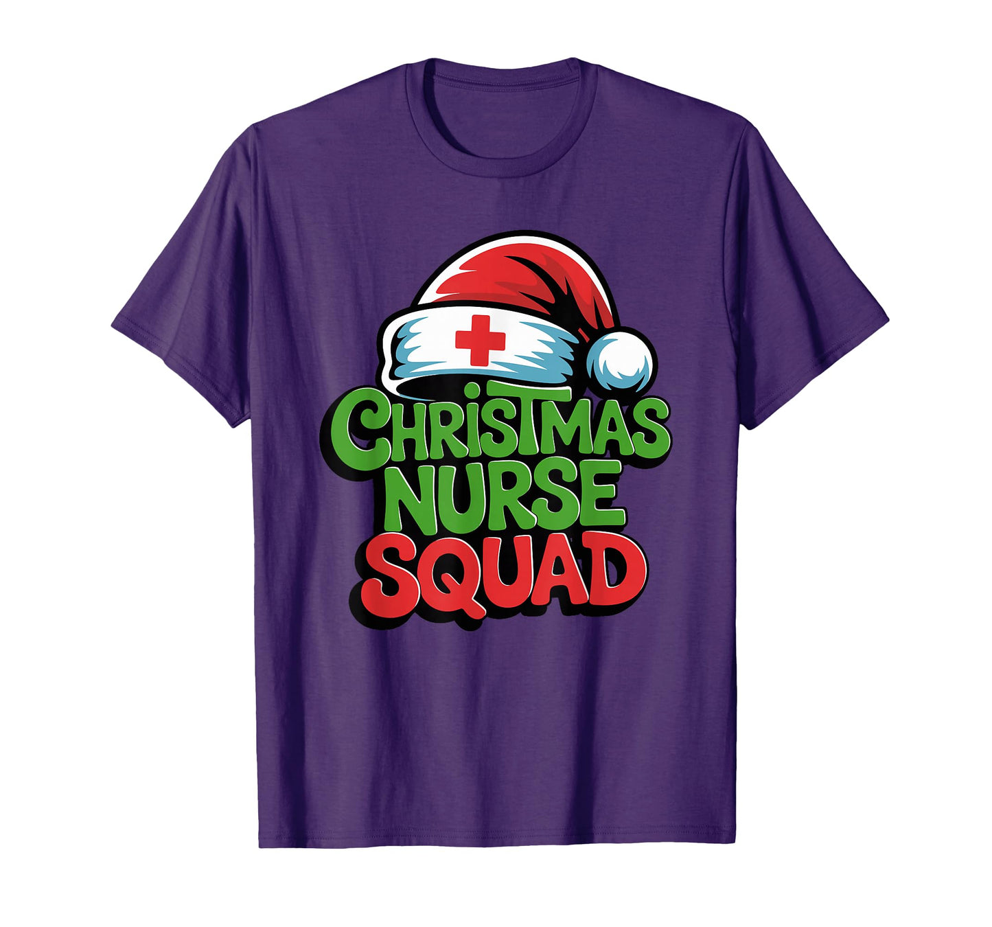 Nurse Christmas Squad Santa Hat Matching Crew T-Shirt