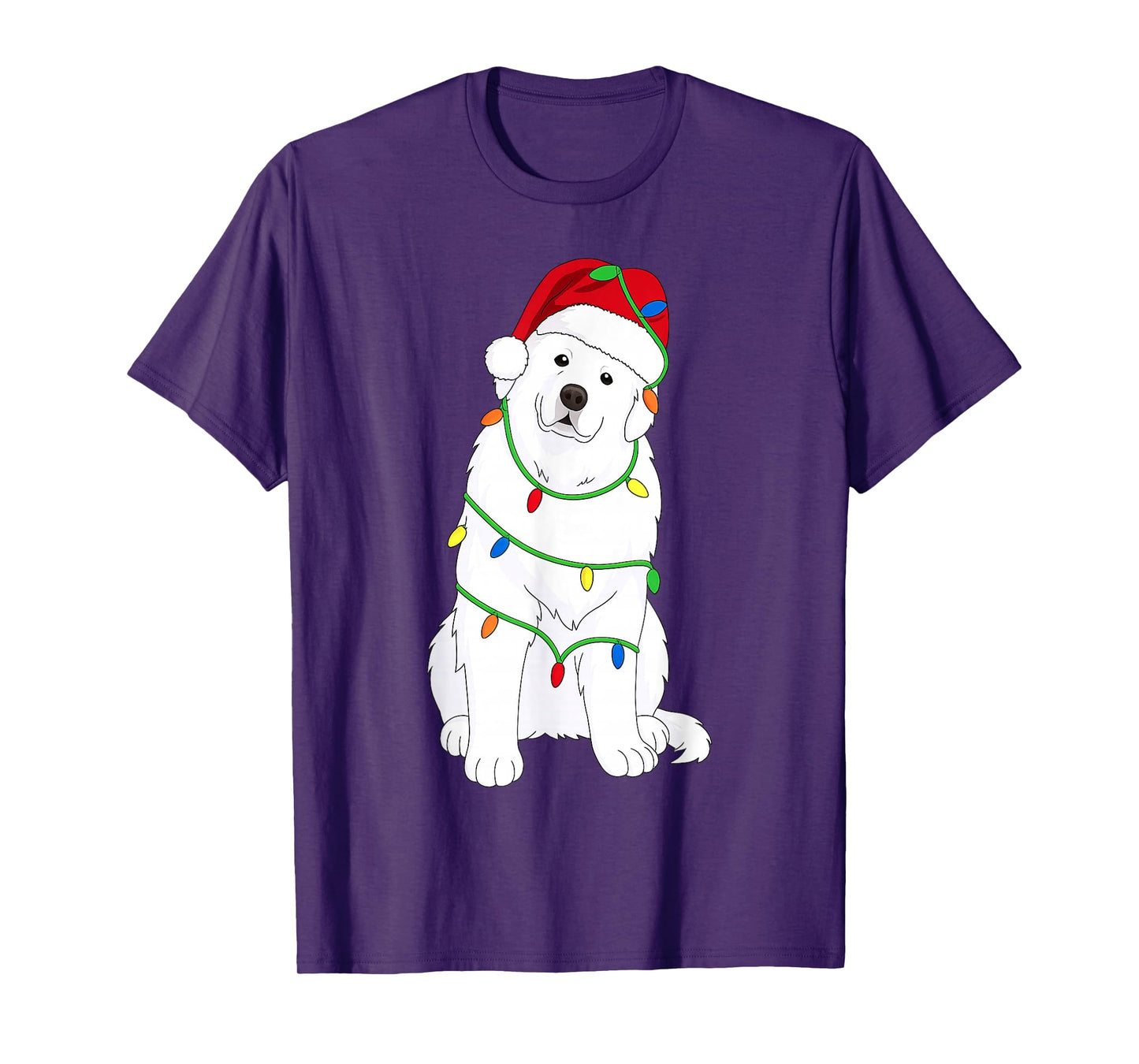 Great Pyrenees Christmas Tree Lights Holiday Dog Lover T-Shirt