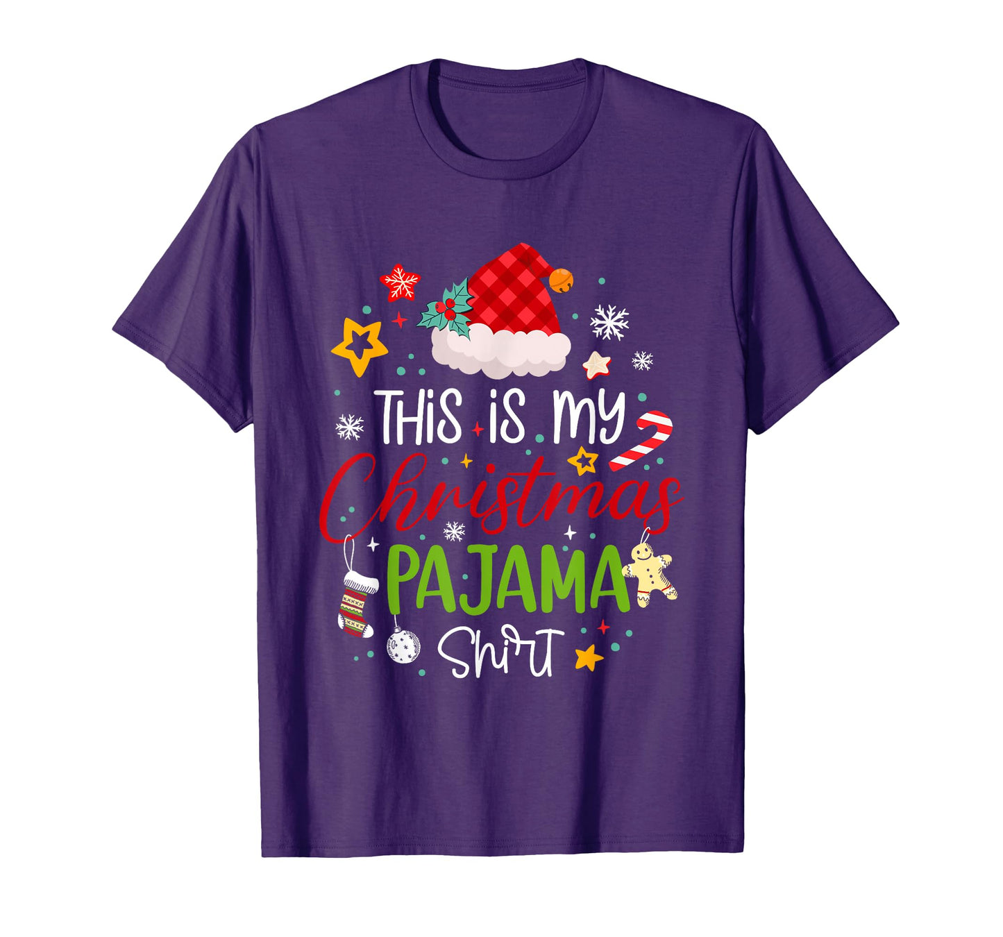 Xmas Buffalo Plaid Santa Hat This is My Christmas Pajama T-Shirt