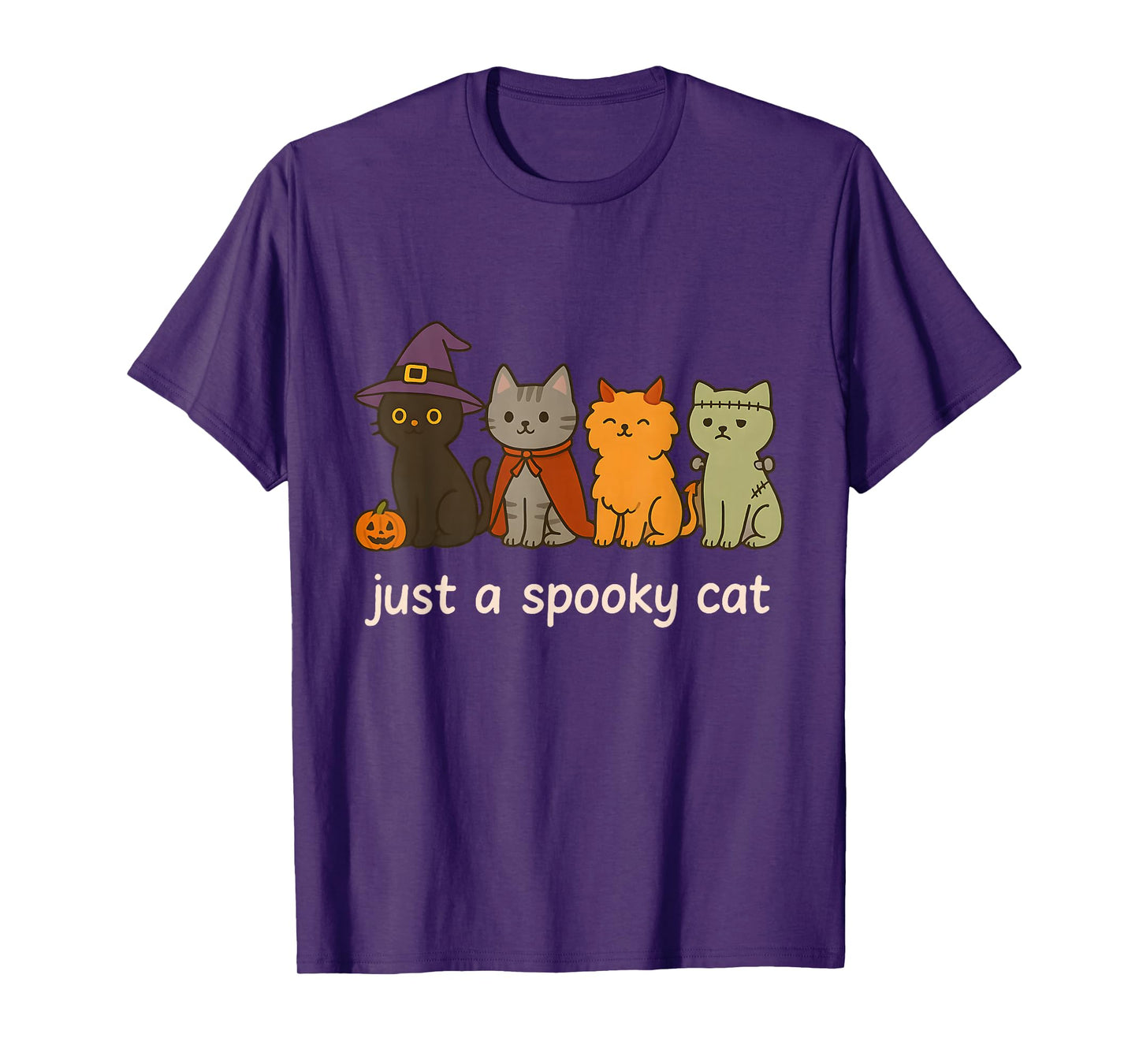 Just A Spooky Cat Vintage Funny Ghost Cat Halloween Meme T-Shirt