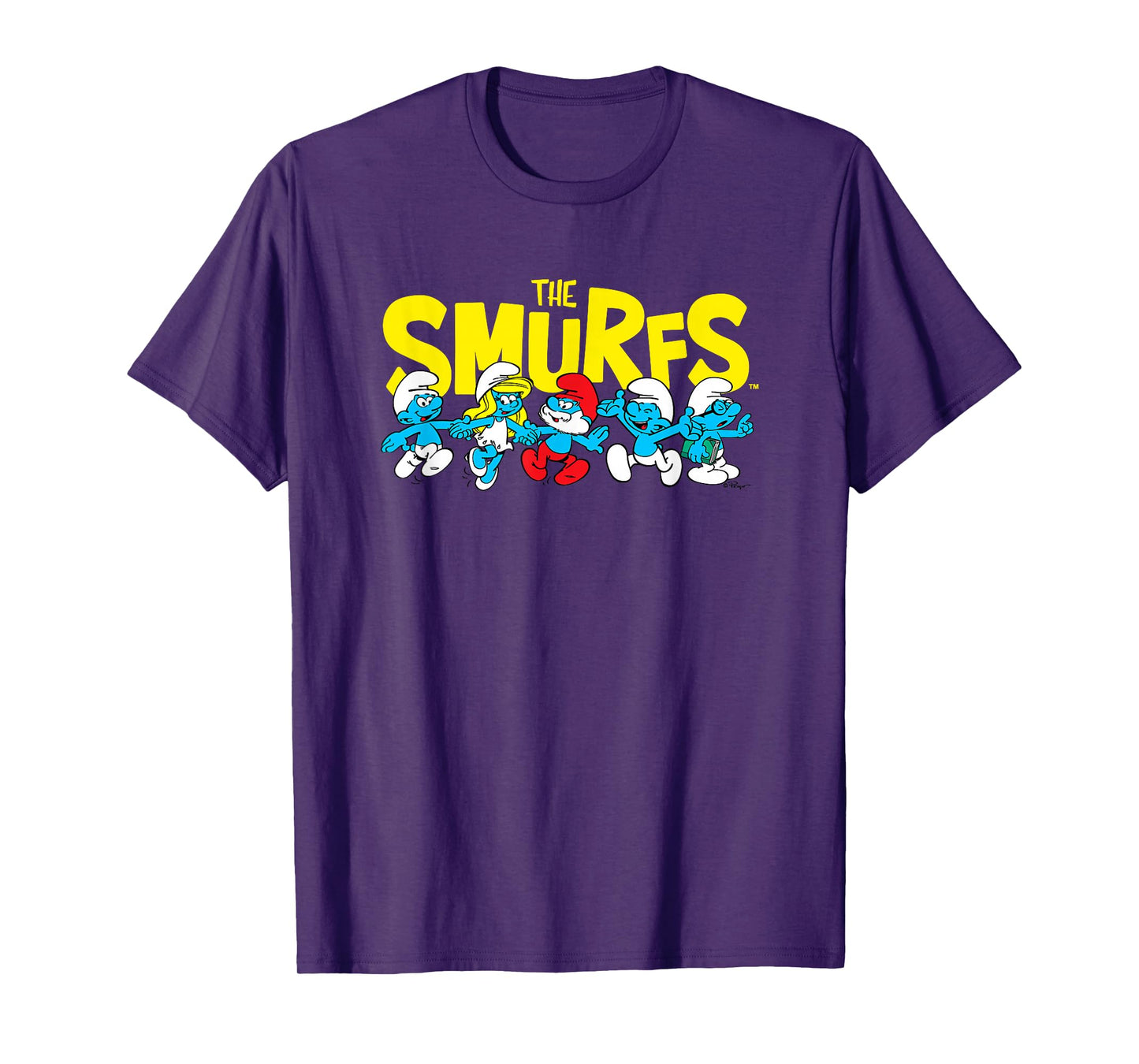 The Smurfs Logo with Smurfs Cast Retro Cartoon T-Shirt