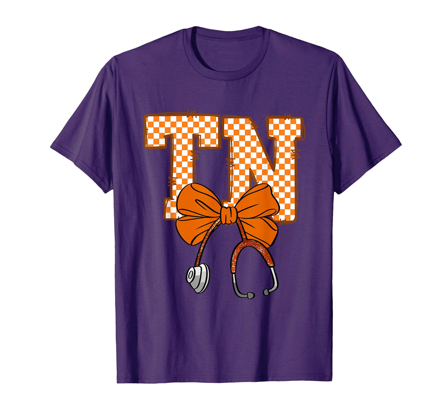 Coquette Tennessee Stethoscope Bow Checkered Tennessee Nurse T-Shirt