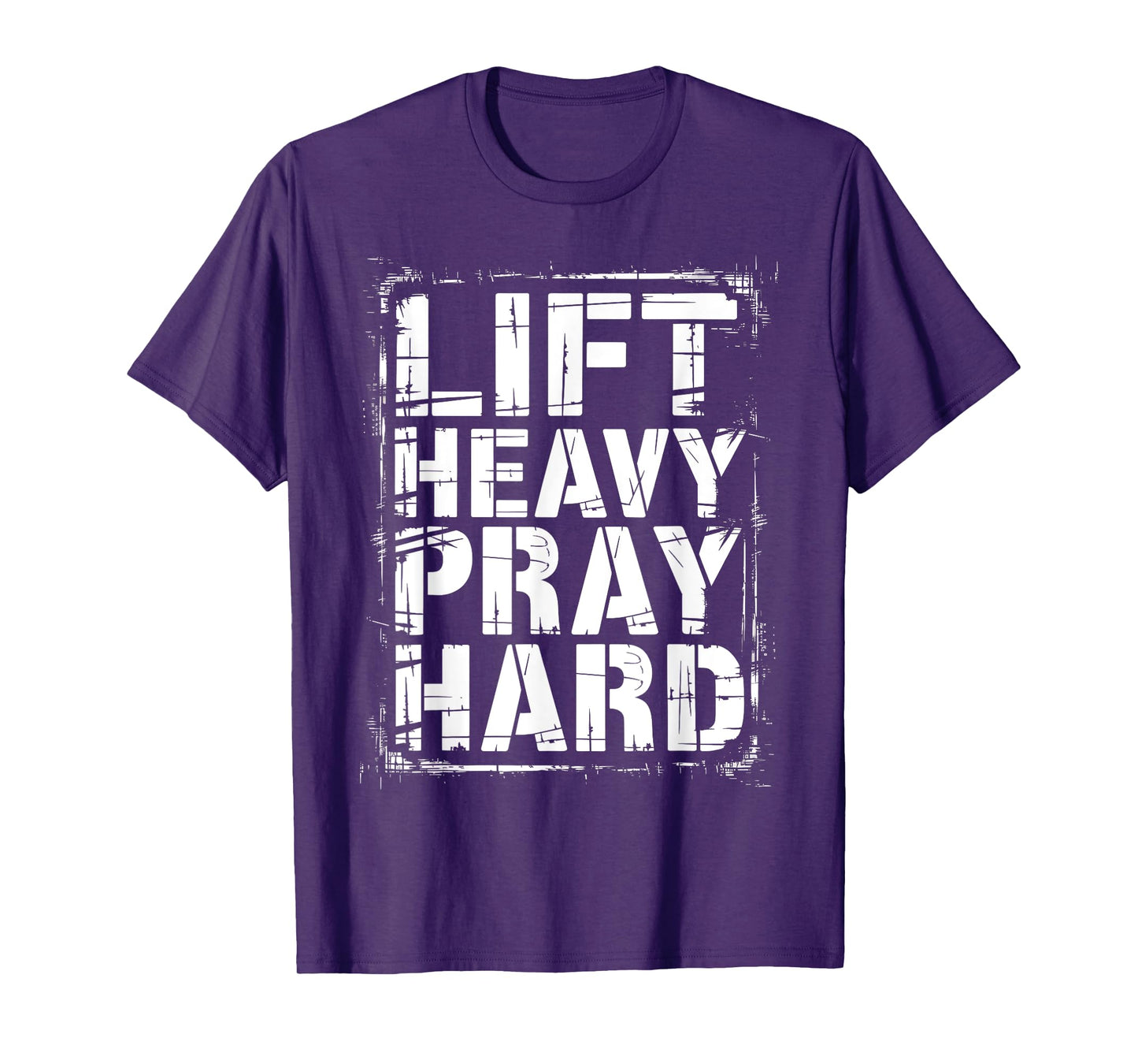 Graphic 365 Lift Heavy Pray Hard Christian Unisex-Adults Kids Black Small Short Sleeve Cotton Blend Casual Graphic T-Shirt