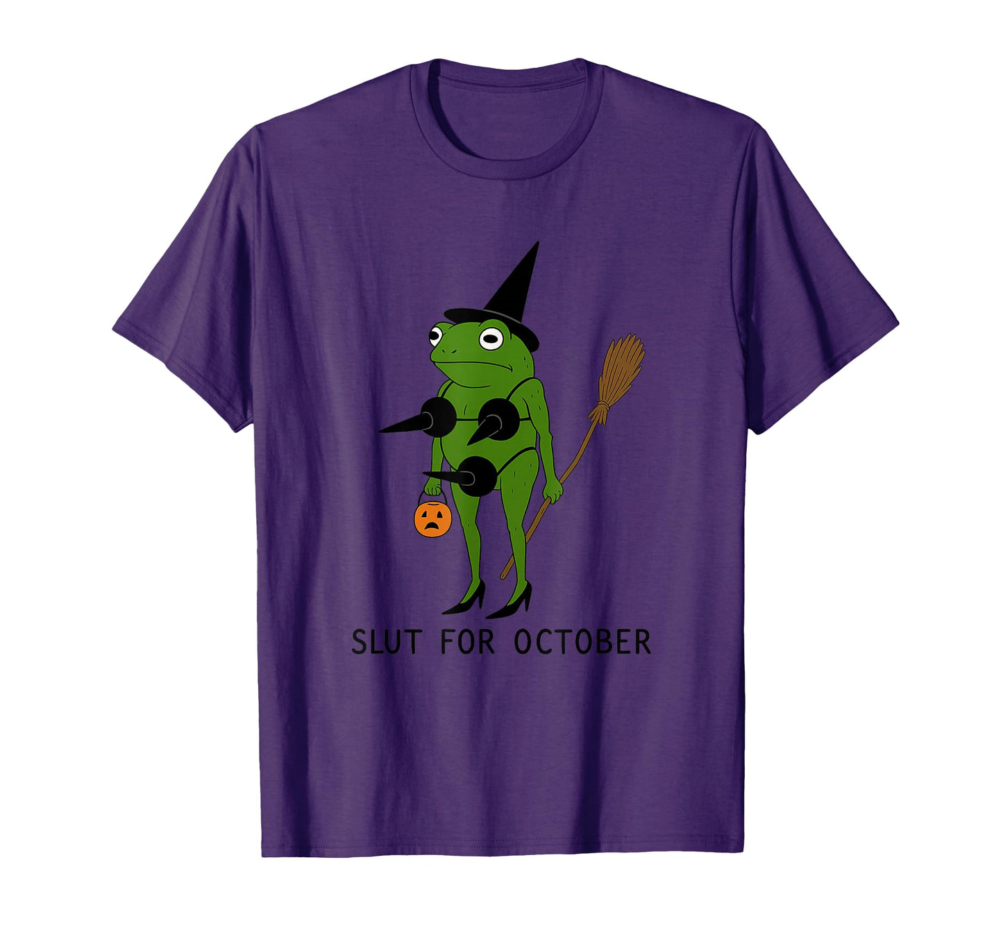 Slut for October Funny Halloween Frog Spooky Meme Amphibian T-Shirt