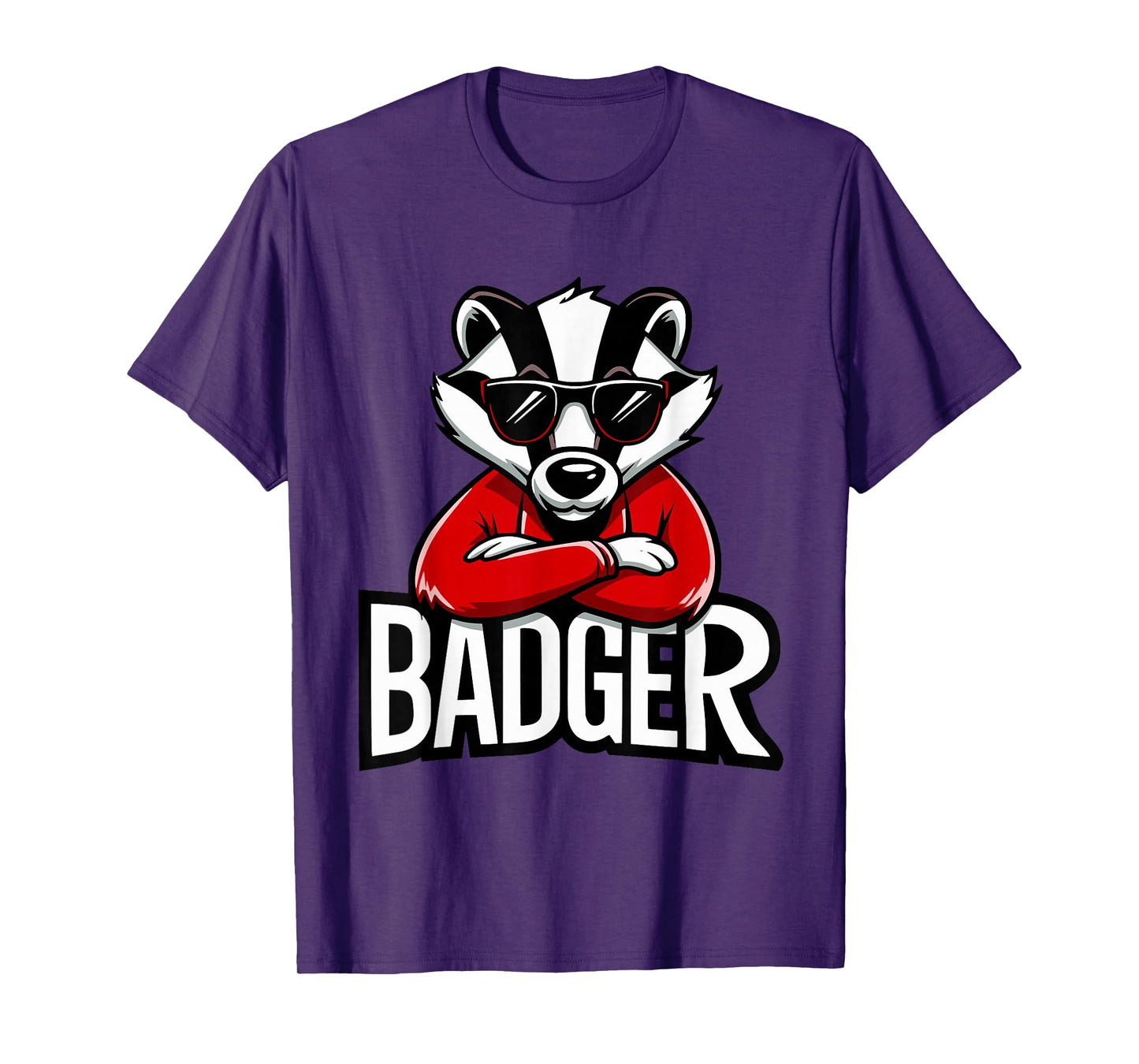 Cool Badgers Cartoon Sunglasses, Fun Animal Graphic T-Shirt