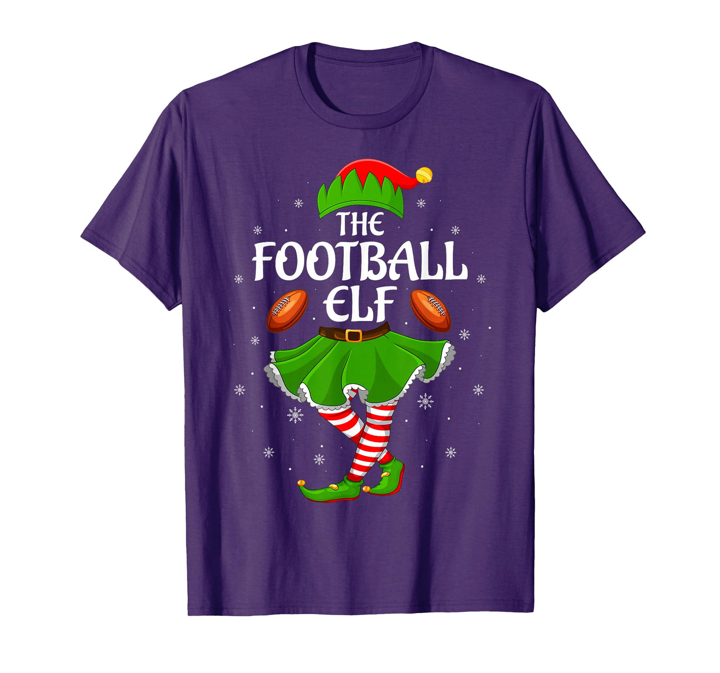 Football Elf Christmas Family Girls Women Elf Squad Xmas T-Shirt