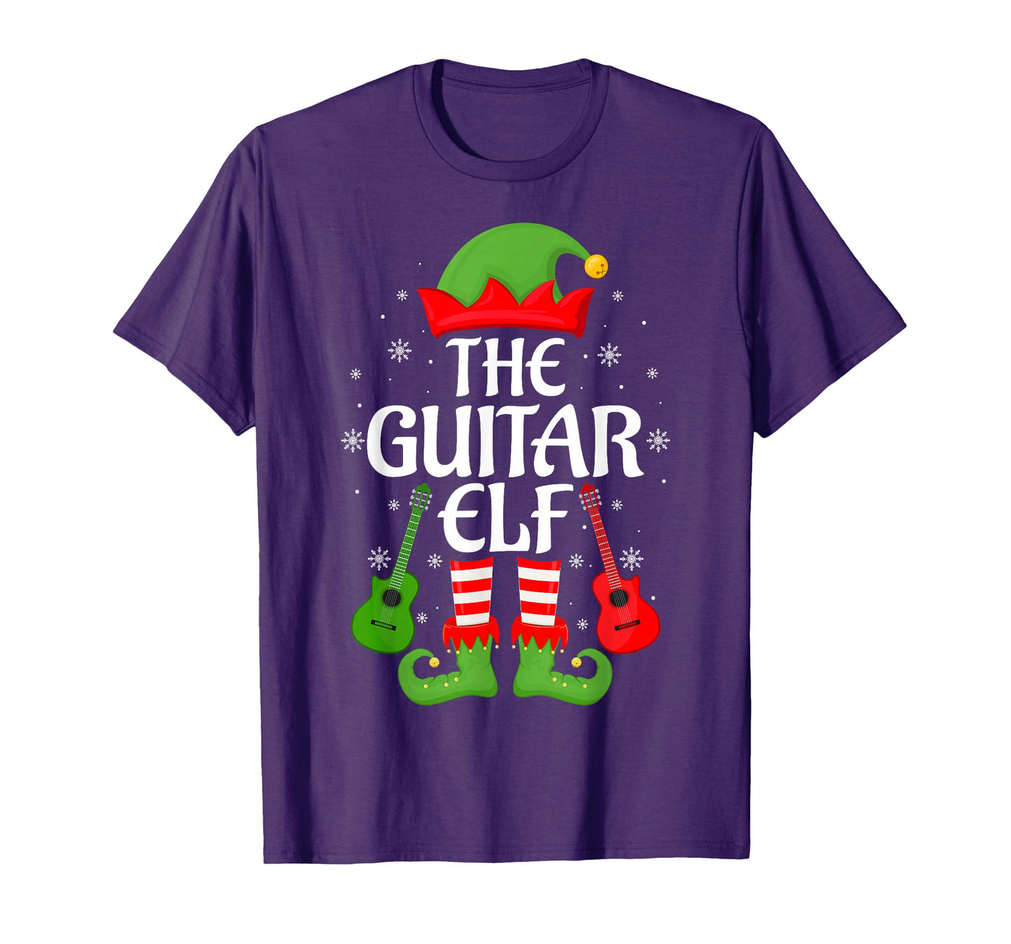 Guitar Elf Xmas Matching Family Elf Squad Christmas T-Shirt
