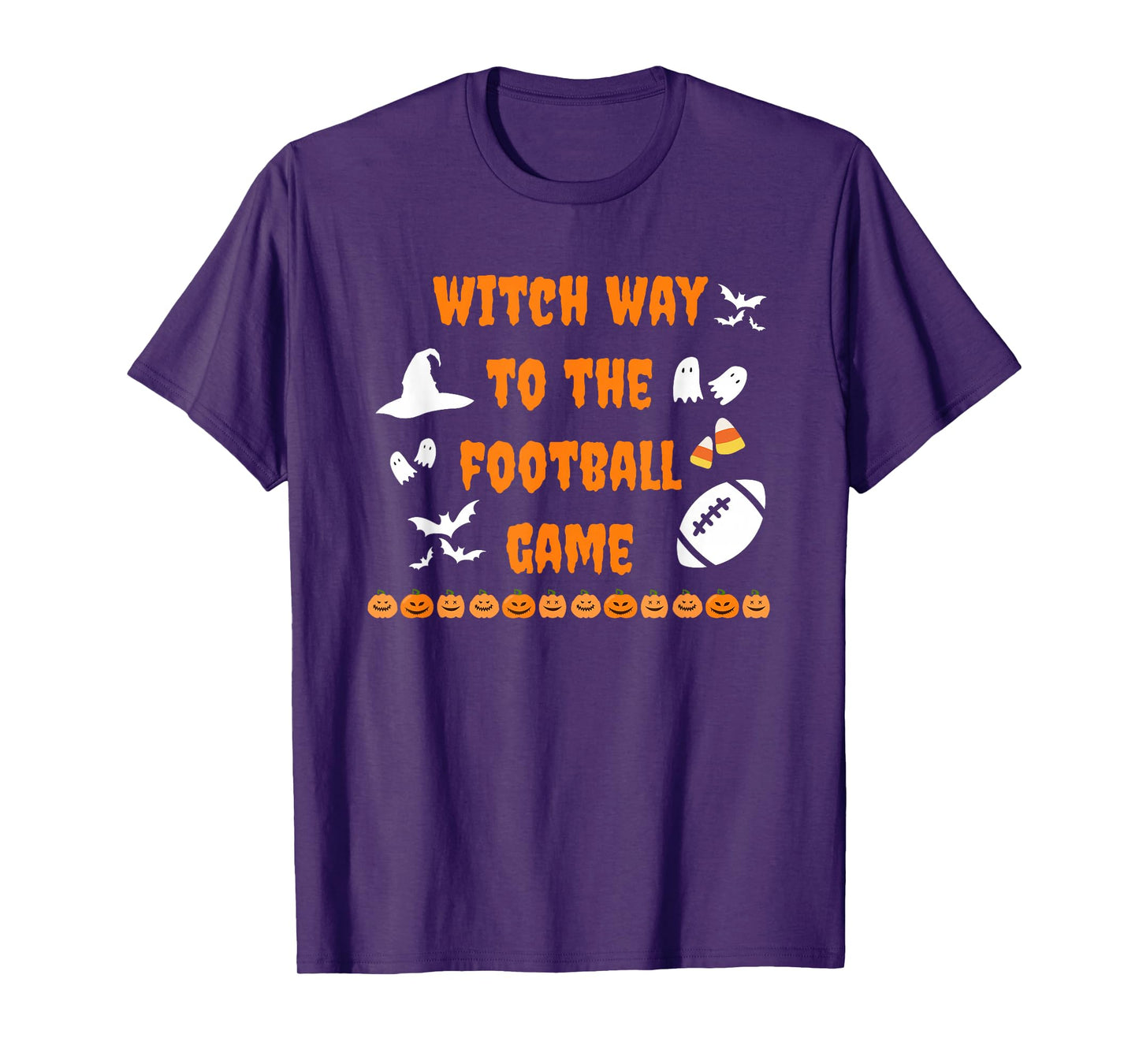 Witch Way to The Football Game Halloween Spooky Autumn Fall T-Shirt