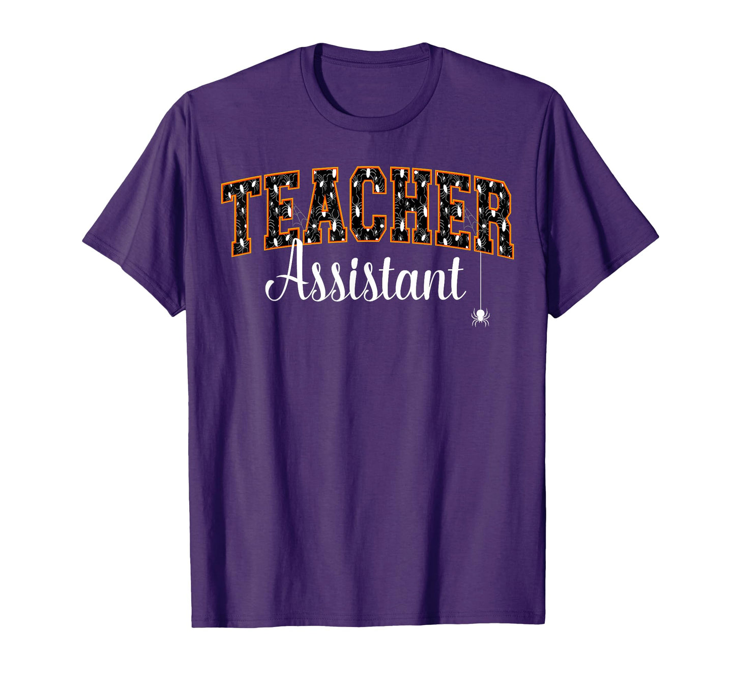 Teacher Assistant Halloween Spooky Spiders Varsity Letters T-Shirt
