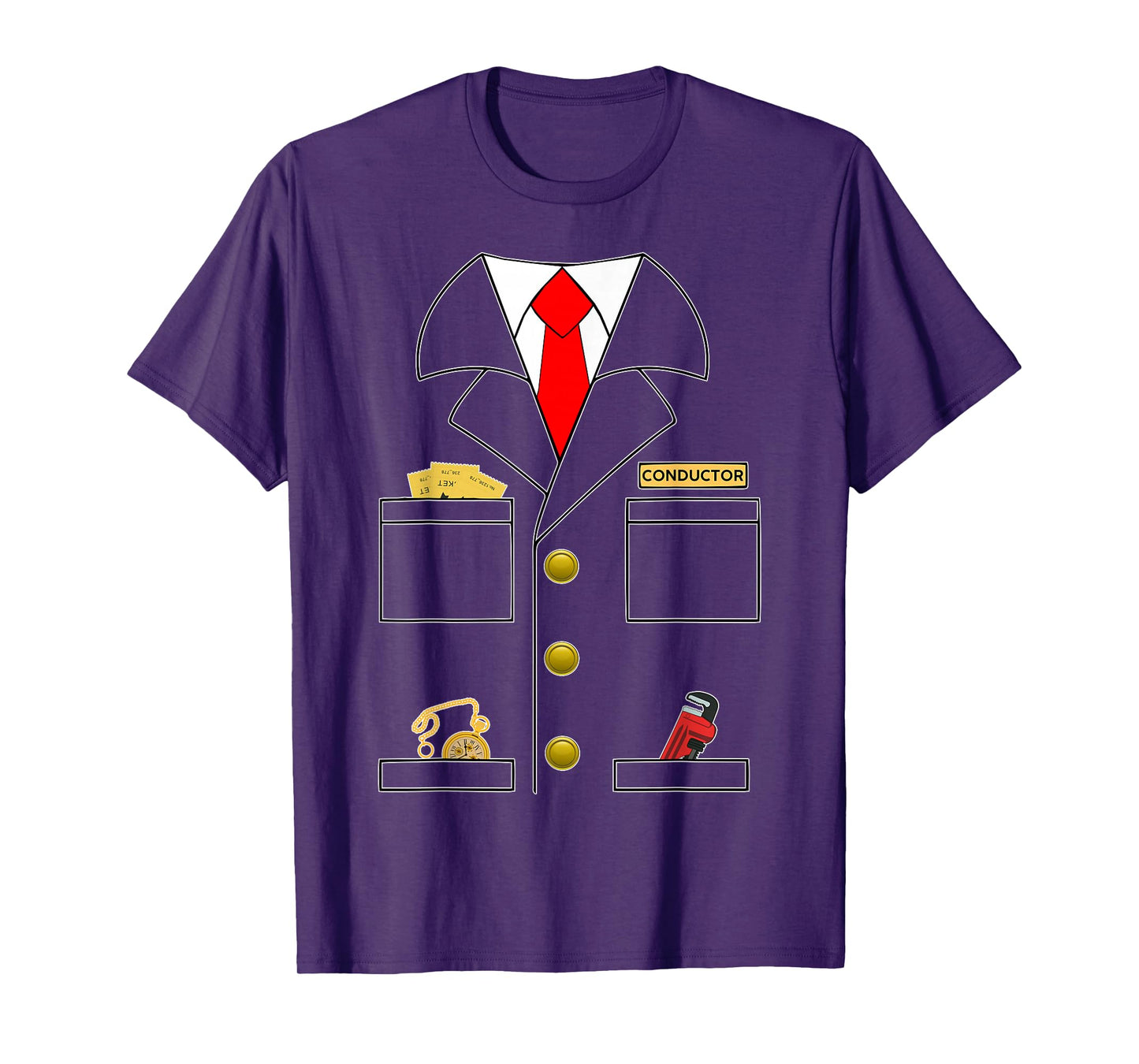 Train Conductor Costume Kids Boy Toddler Men Adult Halloween T-Shirt