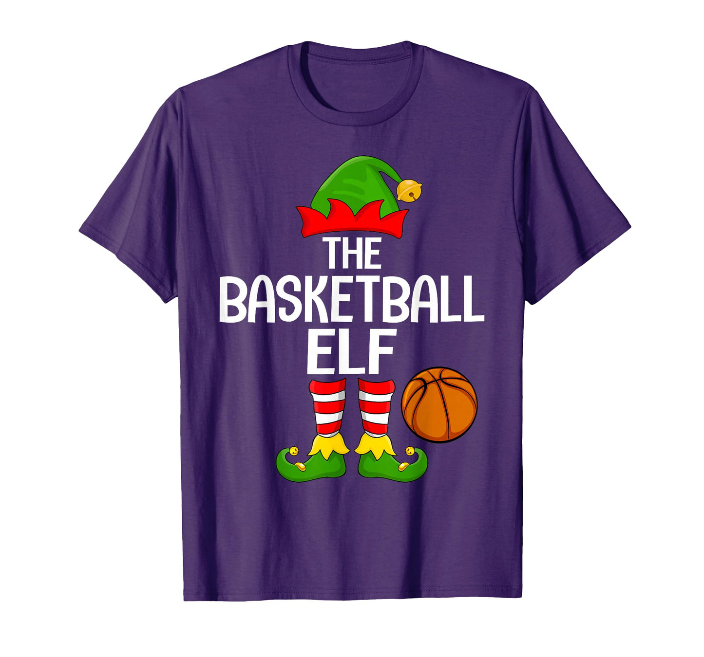 Basketball Elf Xmas Matching Family Elf Squad Christmas T-Shirt