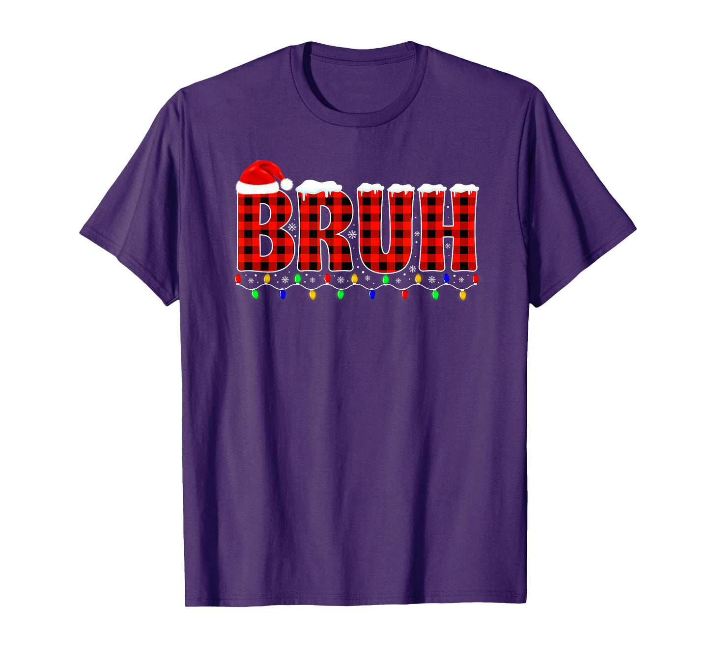 Bruh Funny Christmas Red Plaid Teens Boys Kids Xmas Pajamas T-Shirt