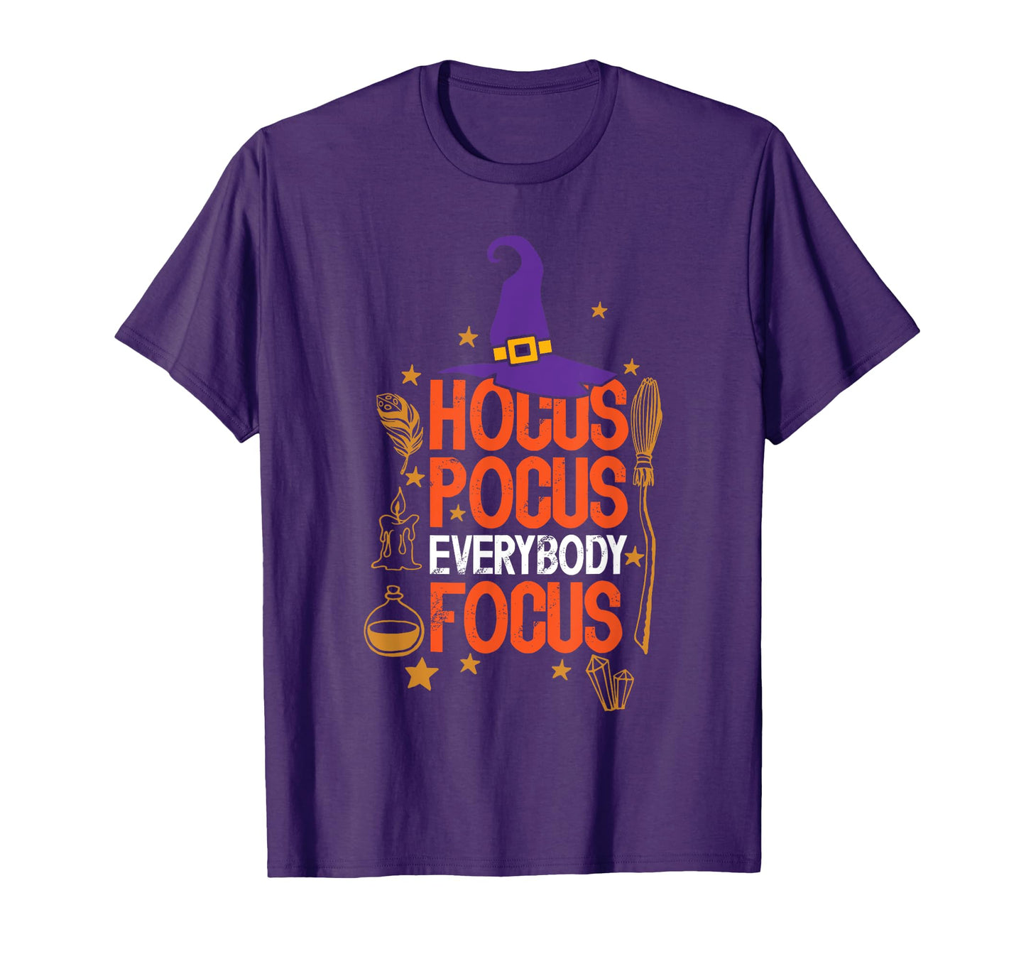 Witchy Halloween Hocus Pocus Everybody Focus Teacher Pumpkin T-Shirt