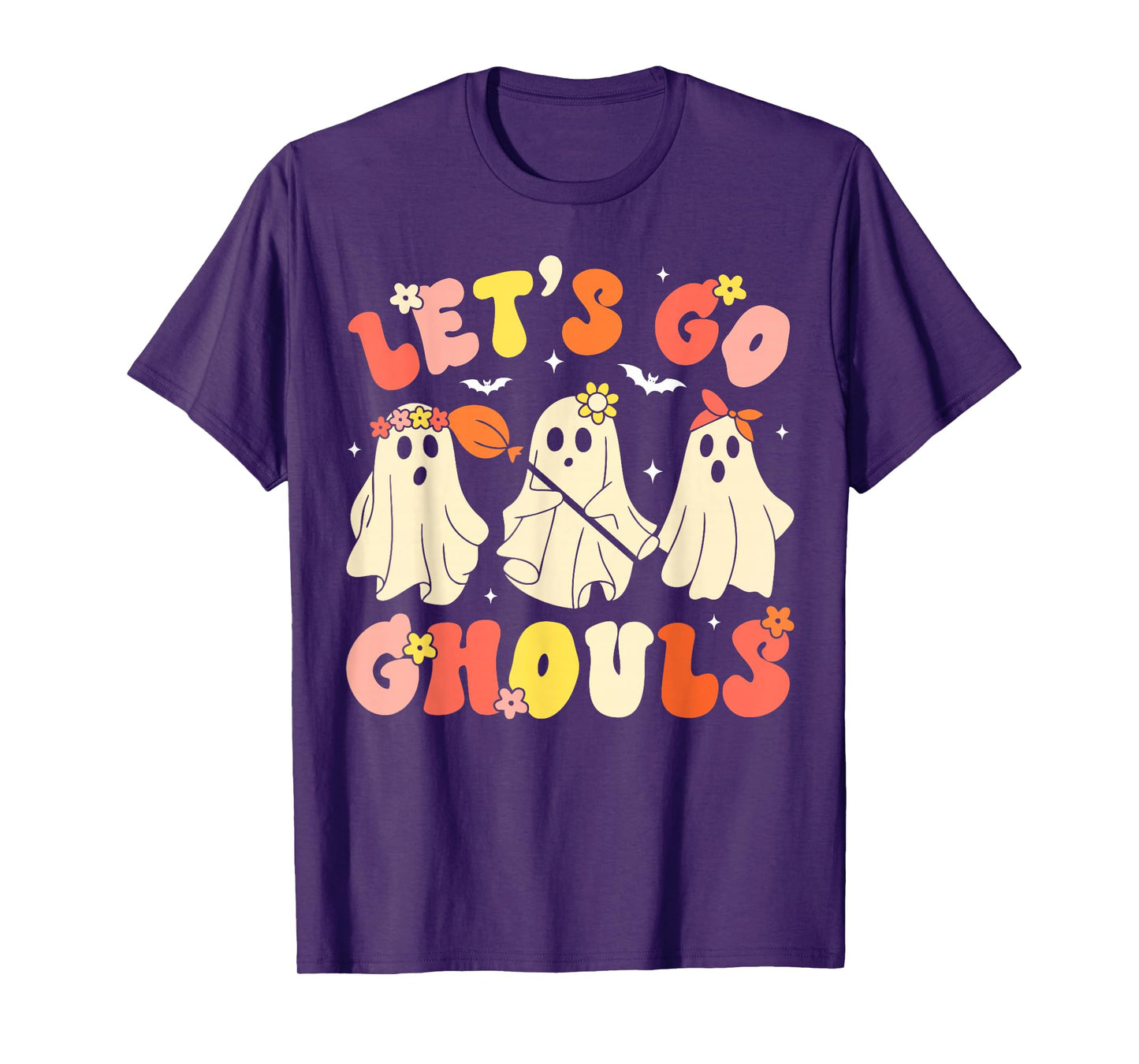 Let's Go Ghouls Halloween Ghost Retro Groovy Outfit Costume T-Shirt