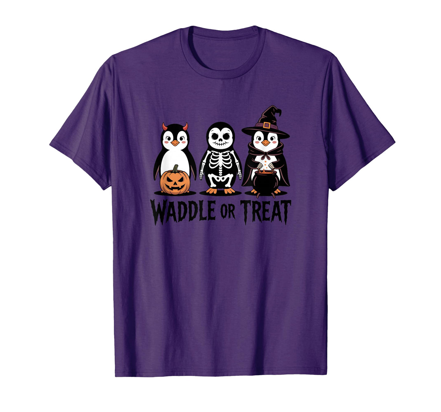 Vintage Halloween Penguin Trick or Waddle Spooky T-Shirt