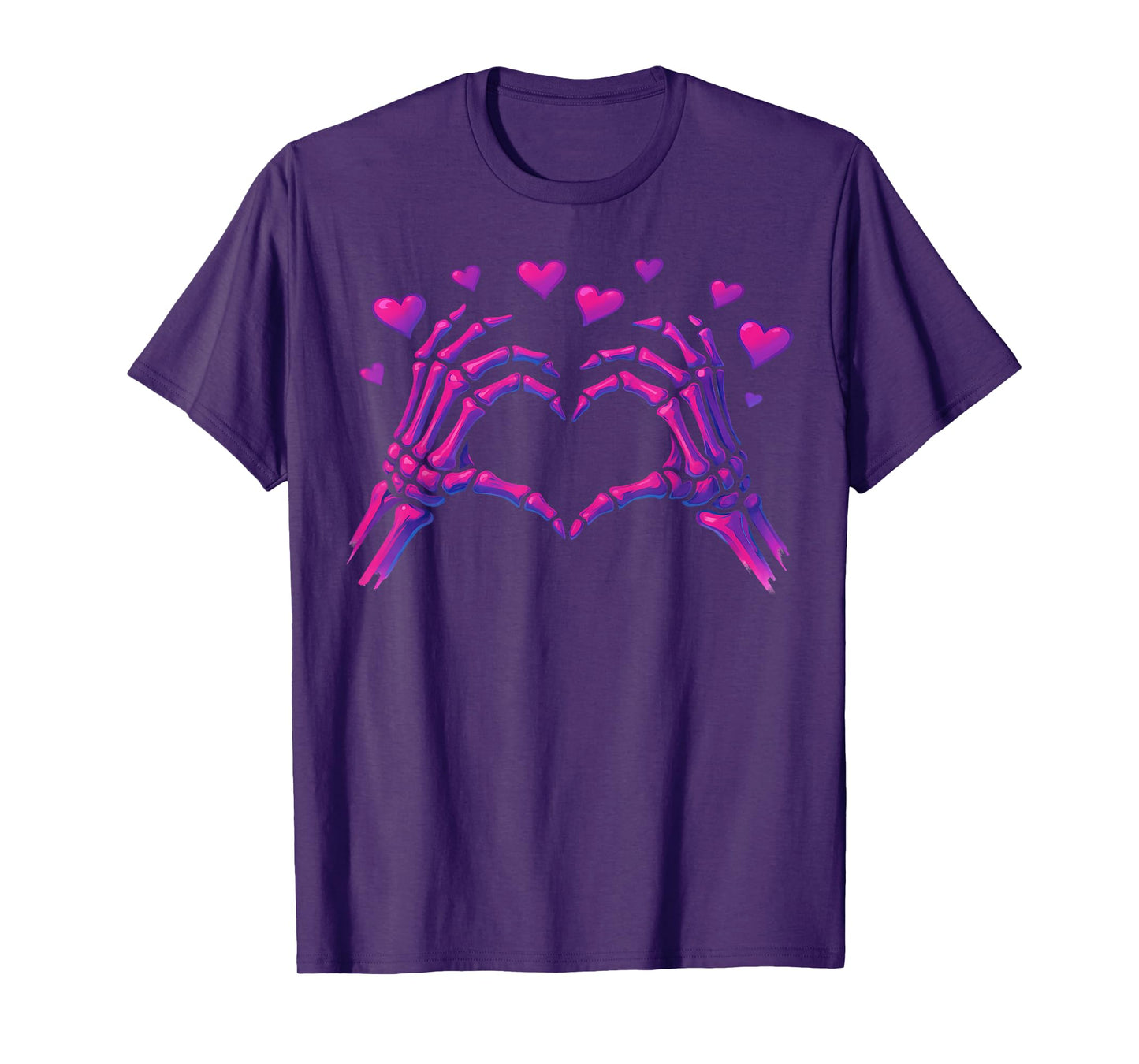 Skeleton Hands Heart Sign Retro Halloween Women Girl T-Shirt