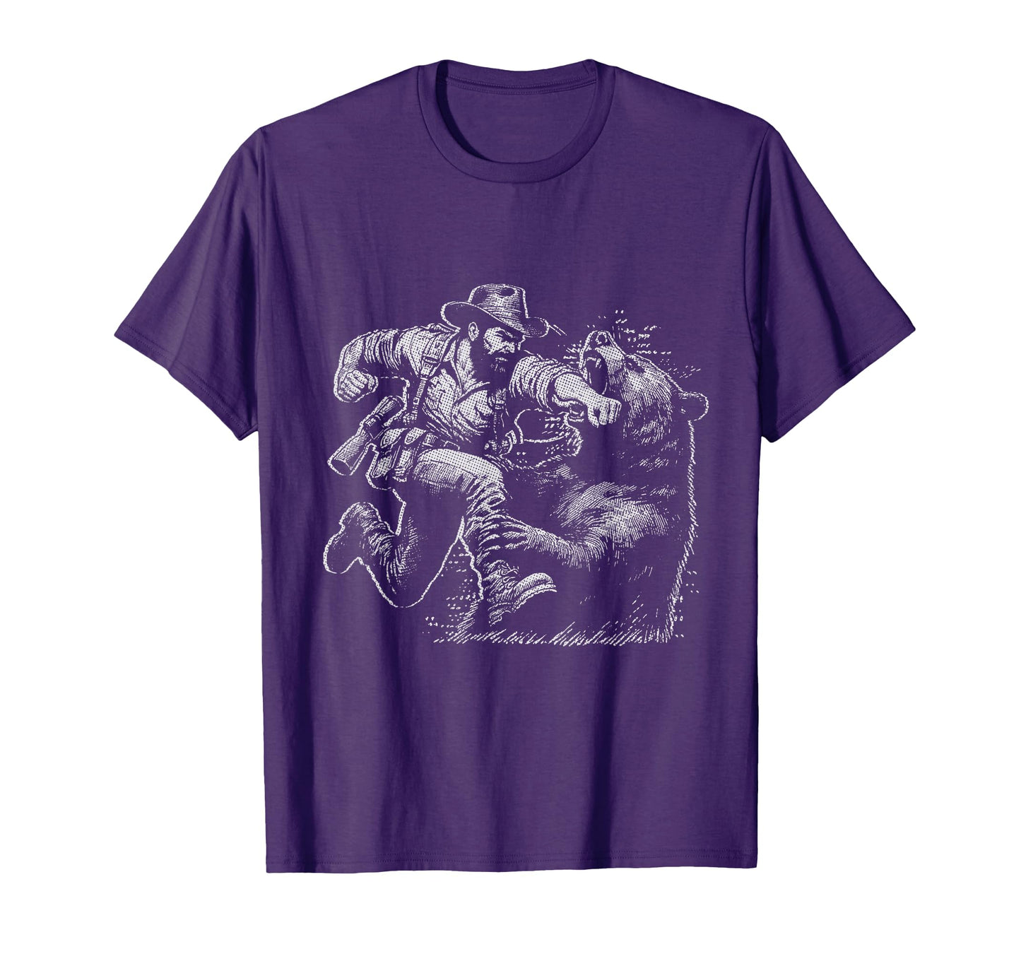 Bear Funny Man Punching Bear Retro Vintage Hunting Camping T-Shirt
