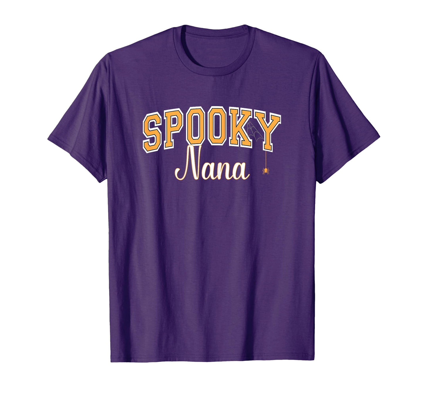 Spooky Nana Grandma Halloween Spider Varsity Orange Letters T-Shirt