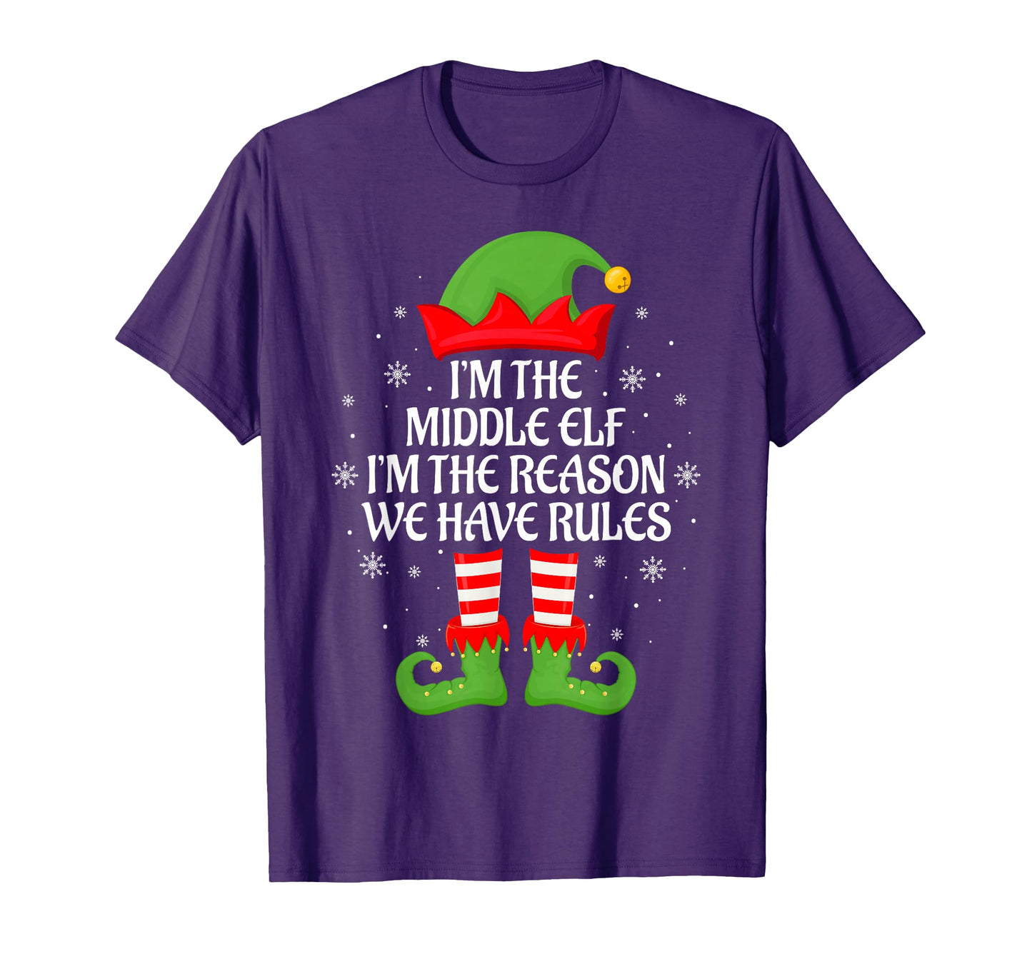 Middle Elf Xmas Matching Family Elf Squad Funny Christmas T-Shirt