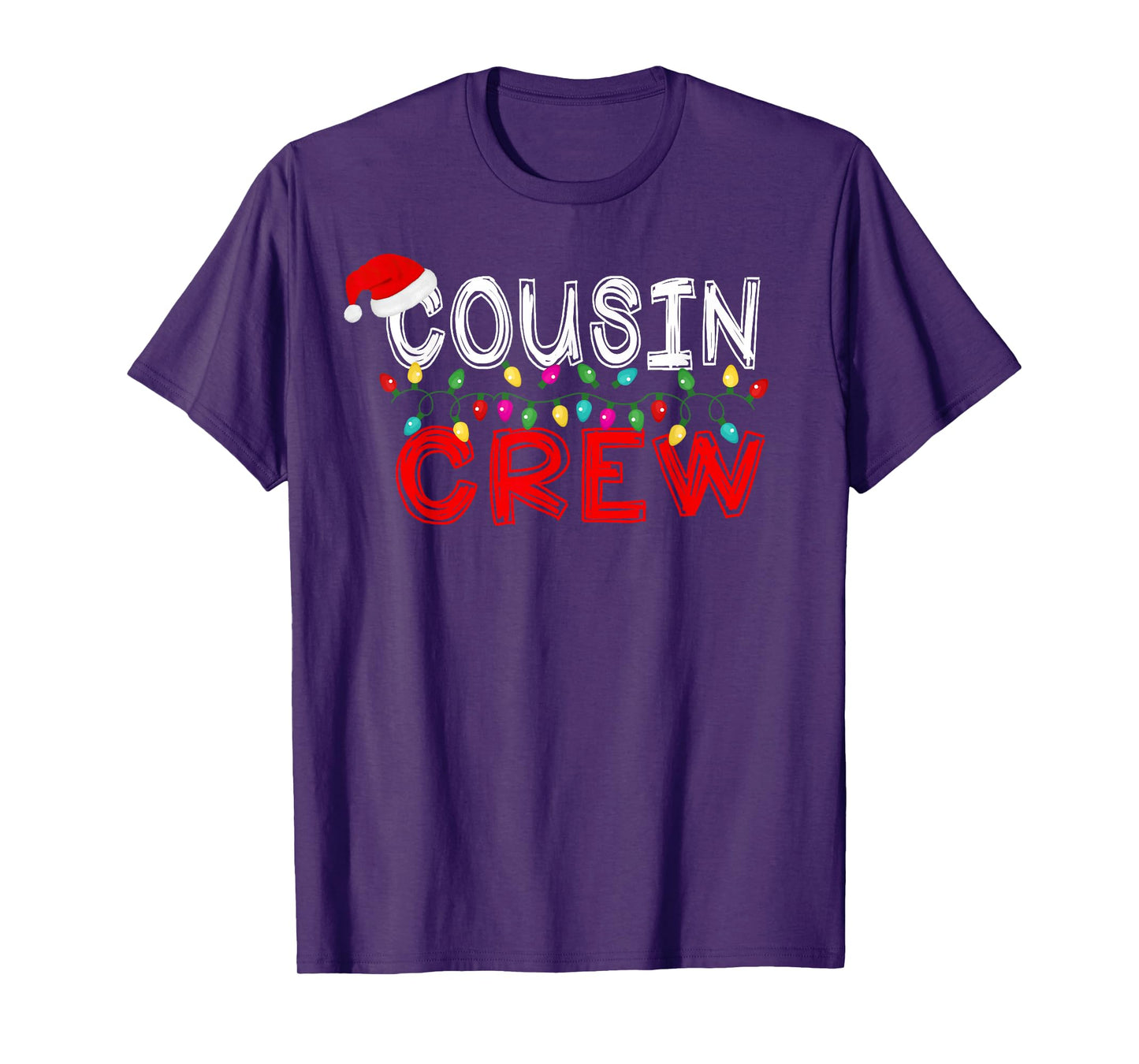 Cousin Crew Matching Christmas Lights Santa Hat Holiday Kids T-Shirt