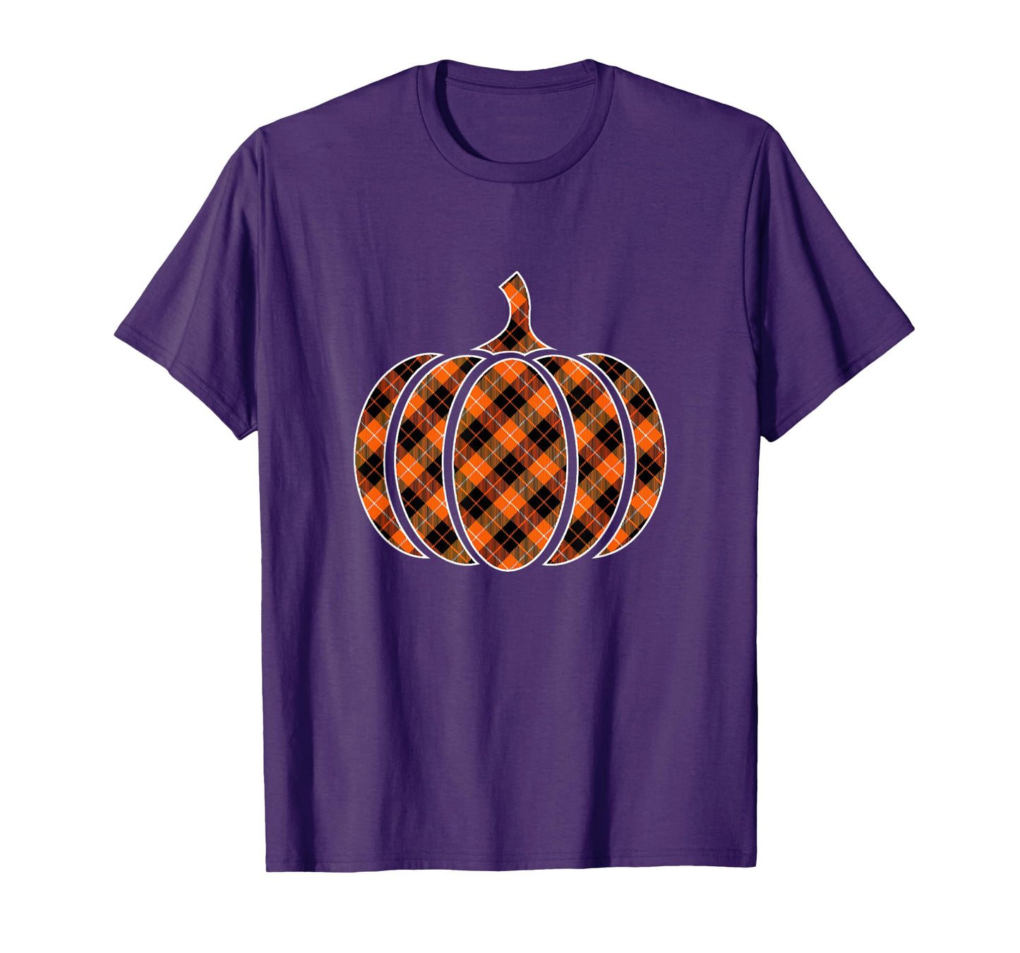 Funny Halloween Orange Pumpkin Buffalo Plaid for Women Girls T-Shirt