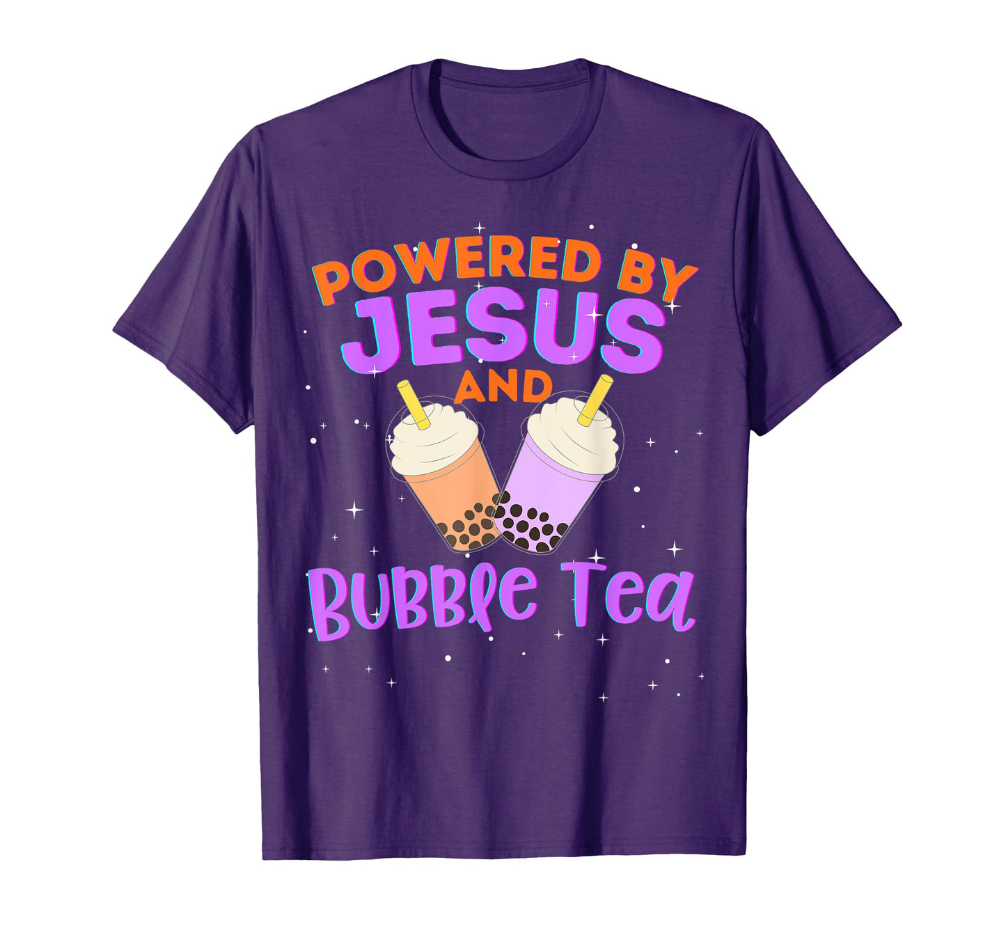Powered by Jesus and Bubble Tea Christian Religious God T-Shirt