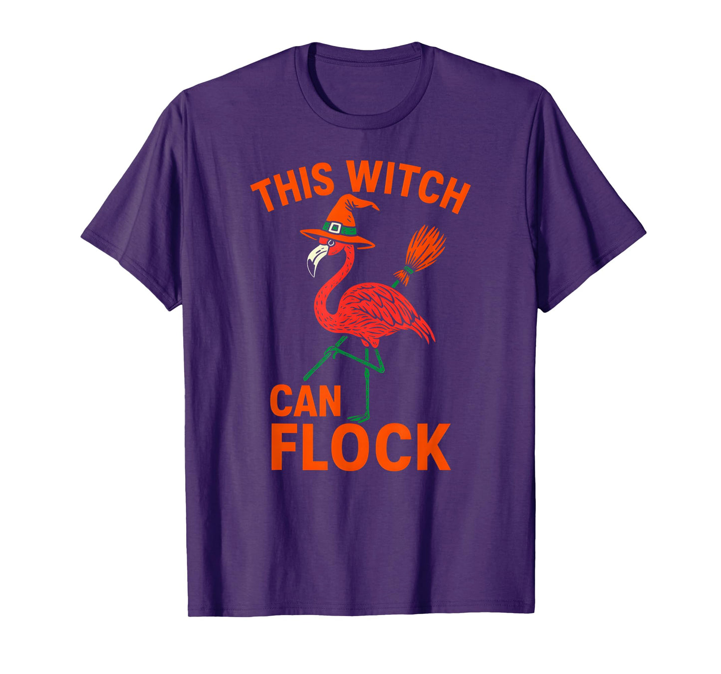 This Witch Can Flock Flamingo Funny Halloween Women's Spooky T-Shirt
