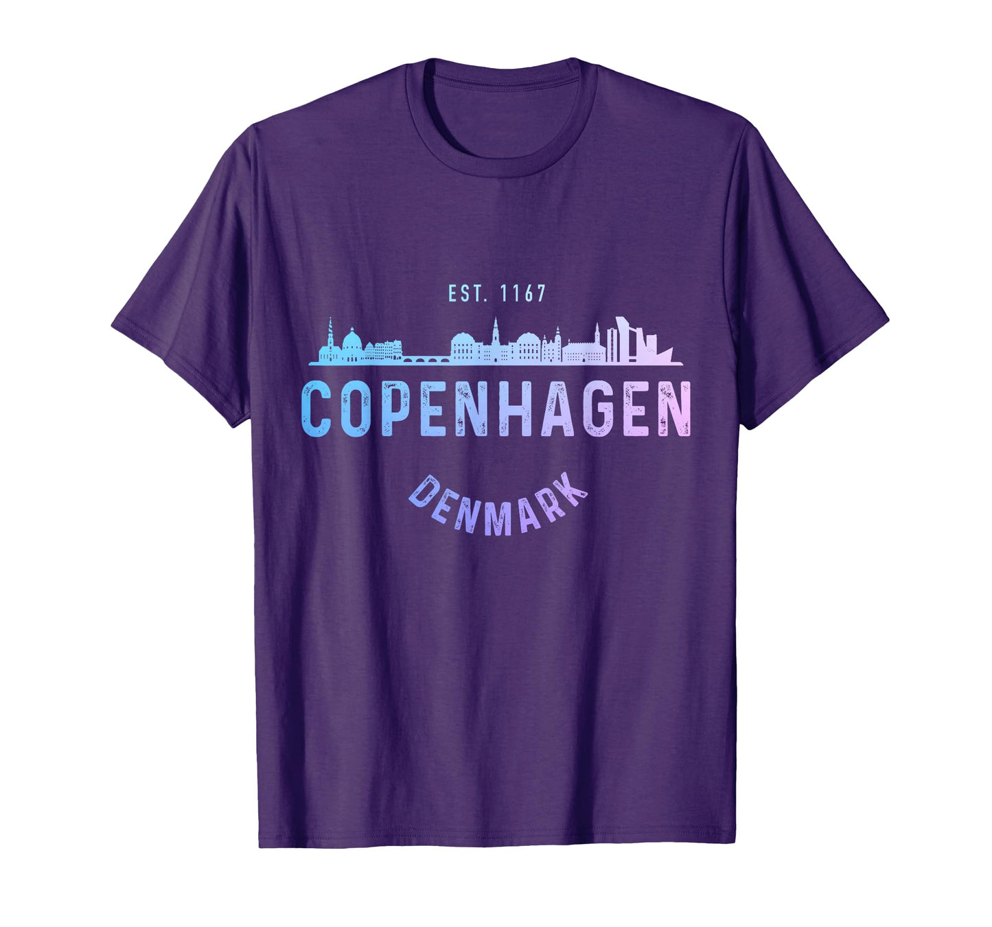 Copenhagen Denmark Skyline Souvenir Danish Flag Vintage T-Shirt