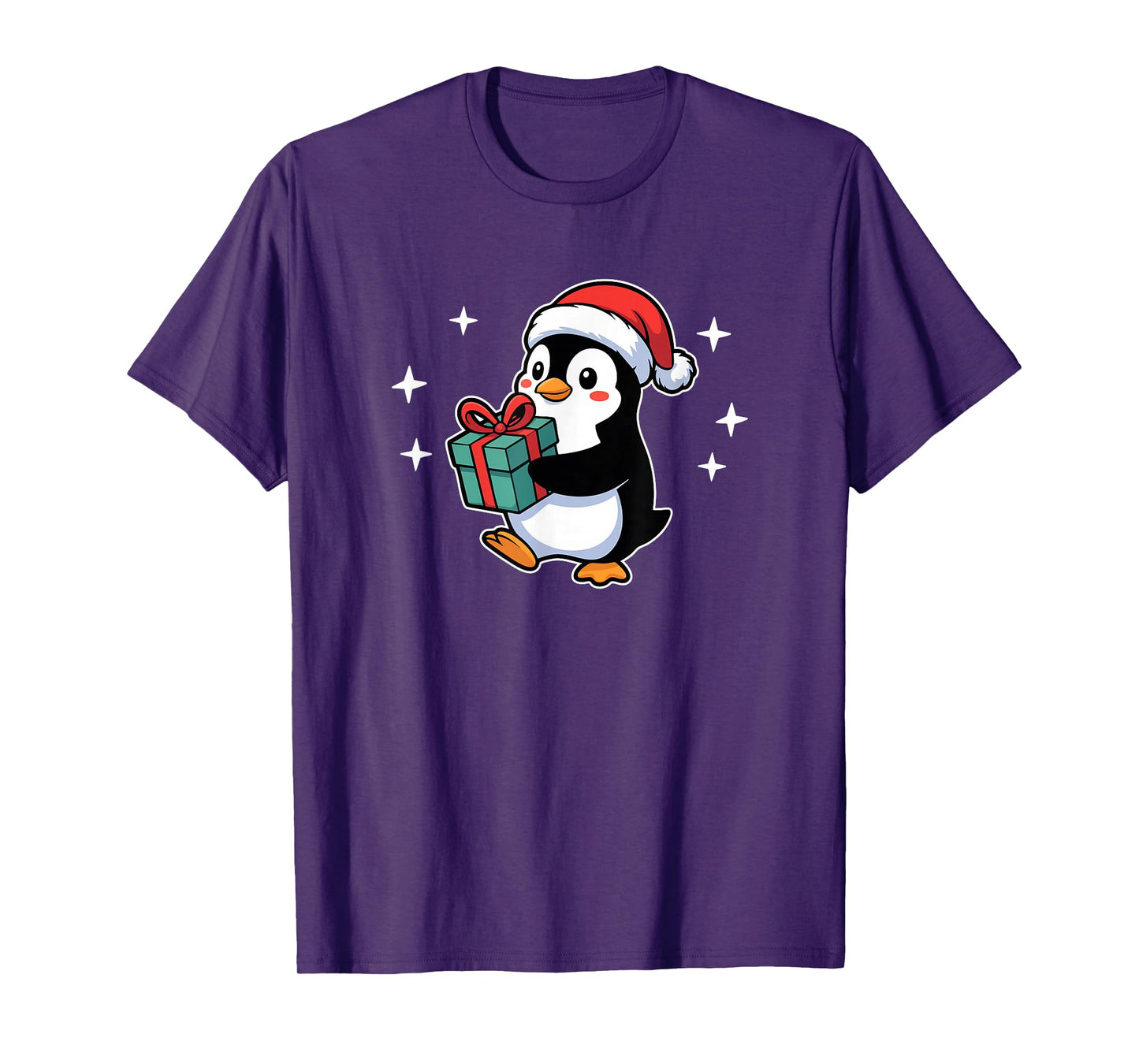 Cute Christmas Penguin with Present Funny Holiday T-Shirt