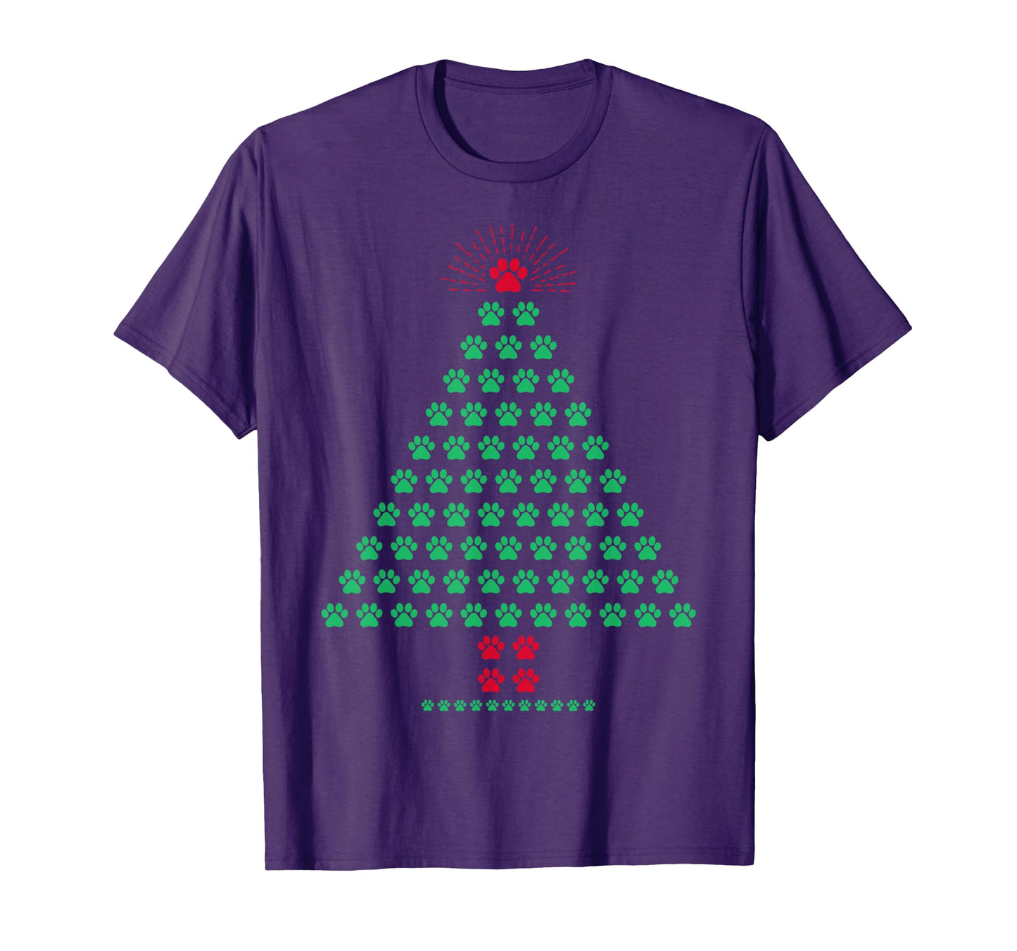 Dog Paw Christmas Tree Pajamas Funny Puppy Dog Lover Xmas T-Shirt