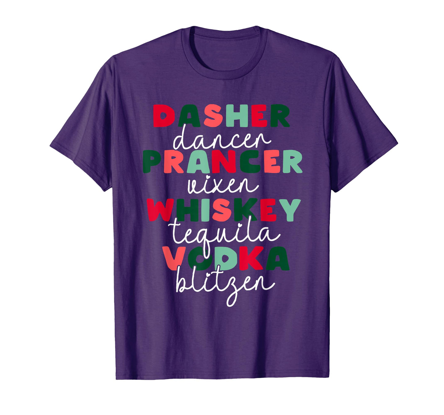Dasher Francer Whiskey Vodka Merry Christmas Xmas Holiday T-Shirt