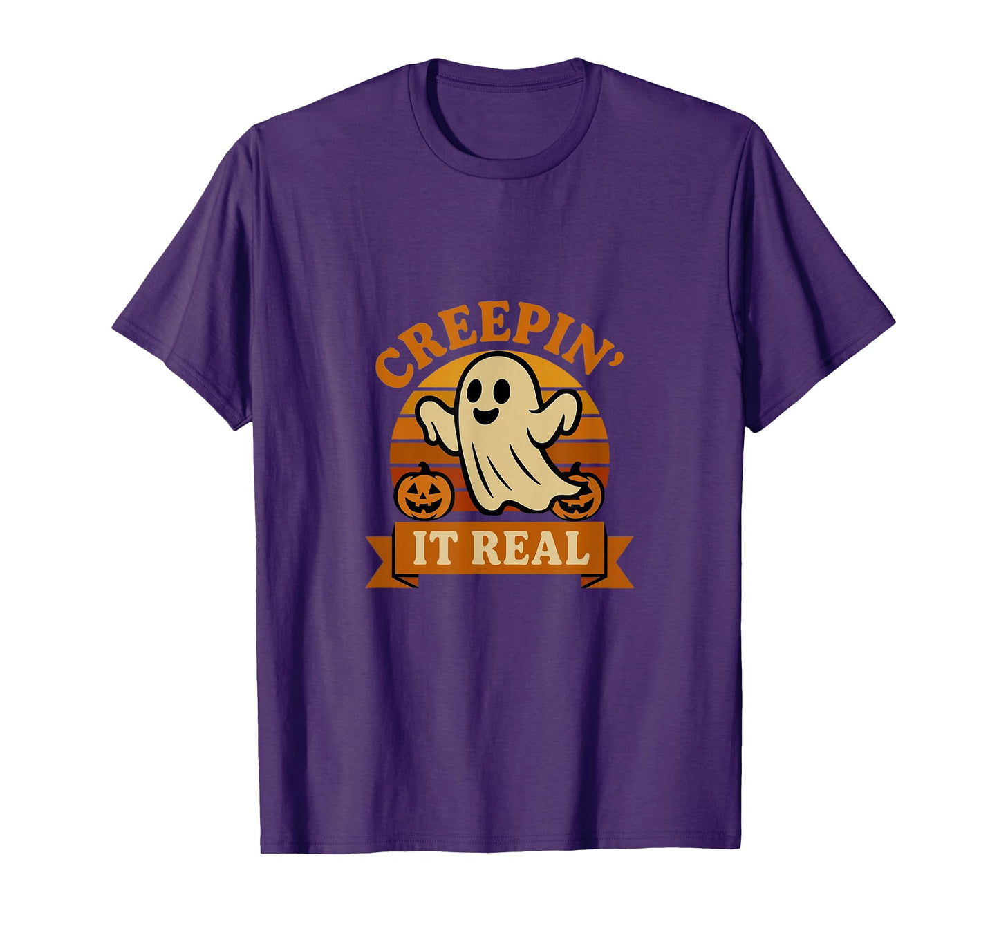 Creepin It Real Retro Ghost Funny Halloween Design T-Shirt