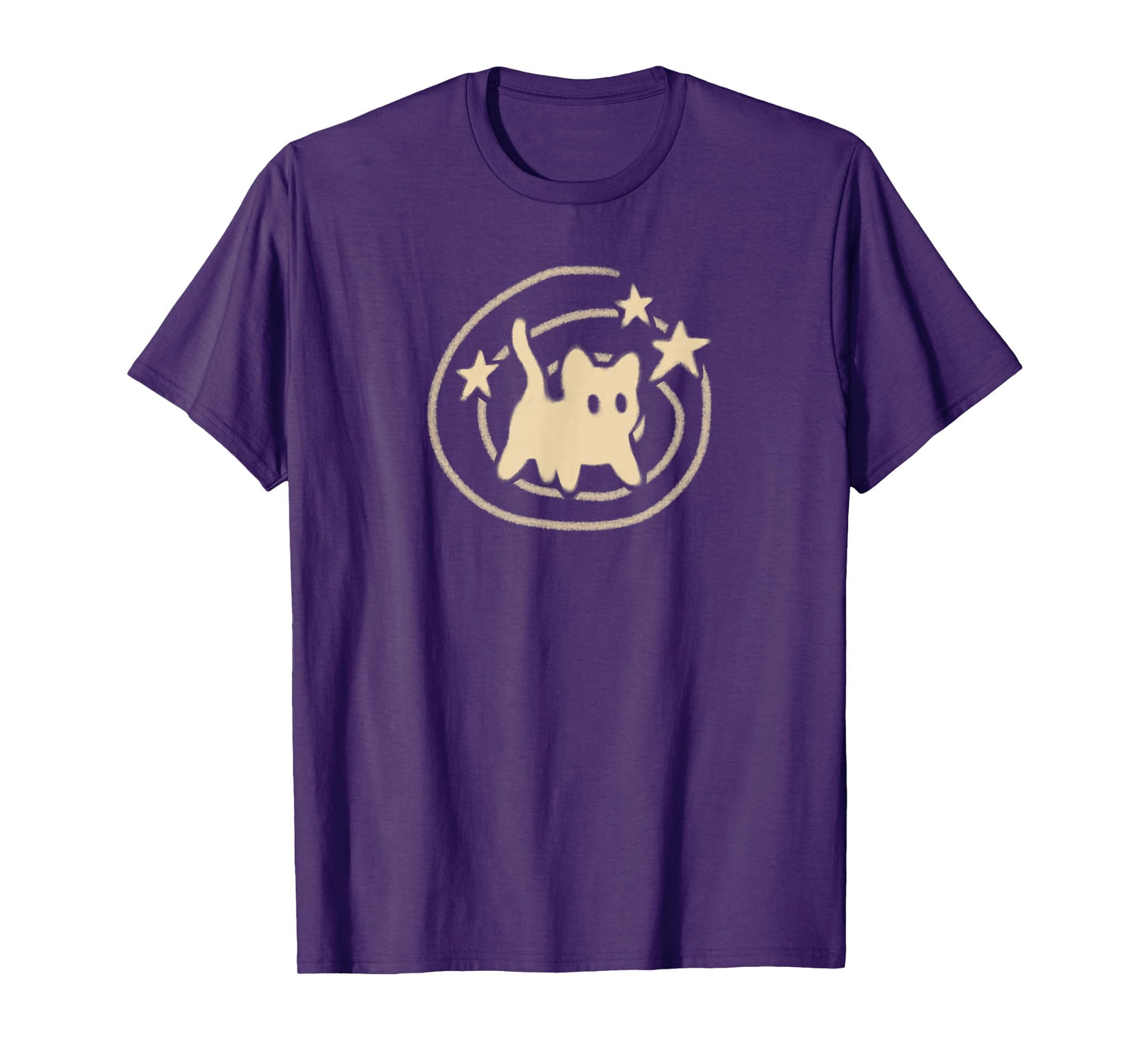 90s Y2K Scary Tomcat Cat is Scared under Starry Tail T-Shirt