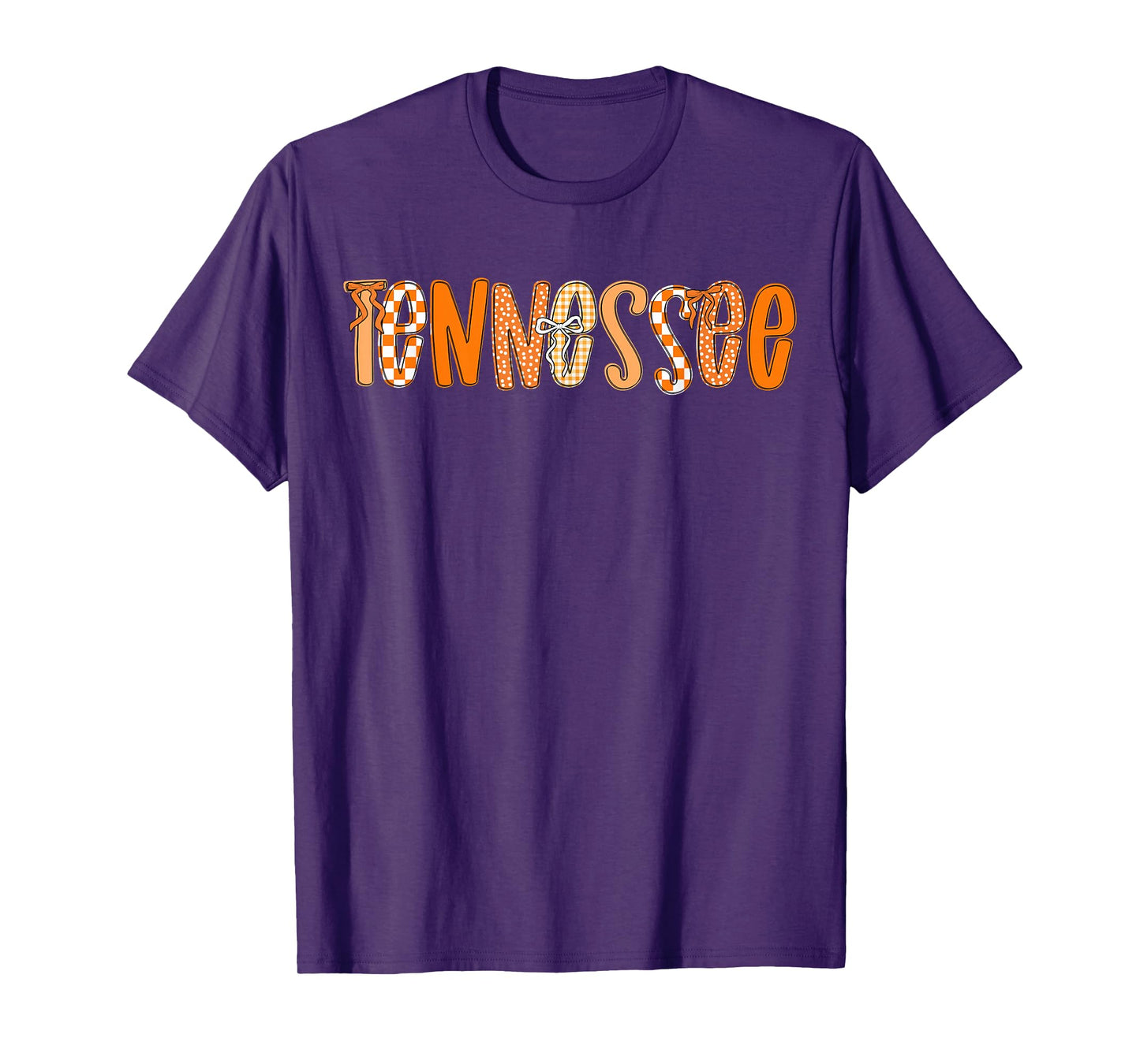 Tennessee Coquette Orange Checkered Bow Women Girls Kids T-Shirt